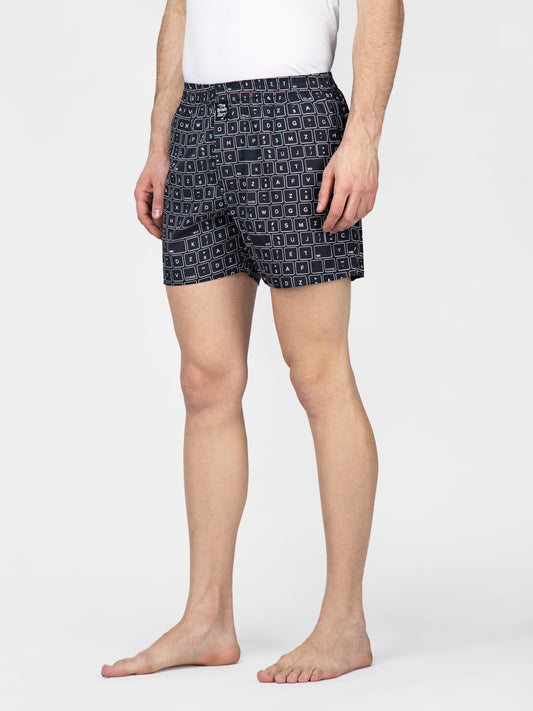 Black Keyboard printed cotton boxers - thebriefsstory