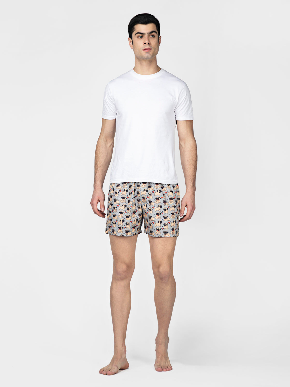 Cute Grey Pug printed cotton boxers - thebriefsstory