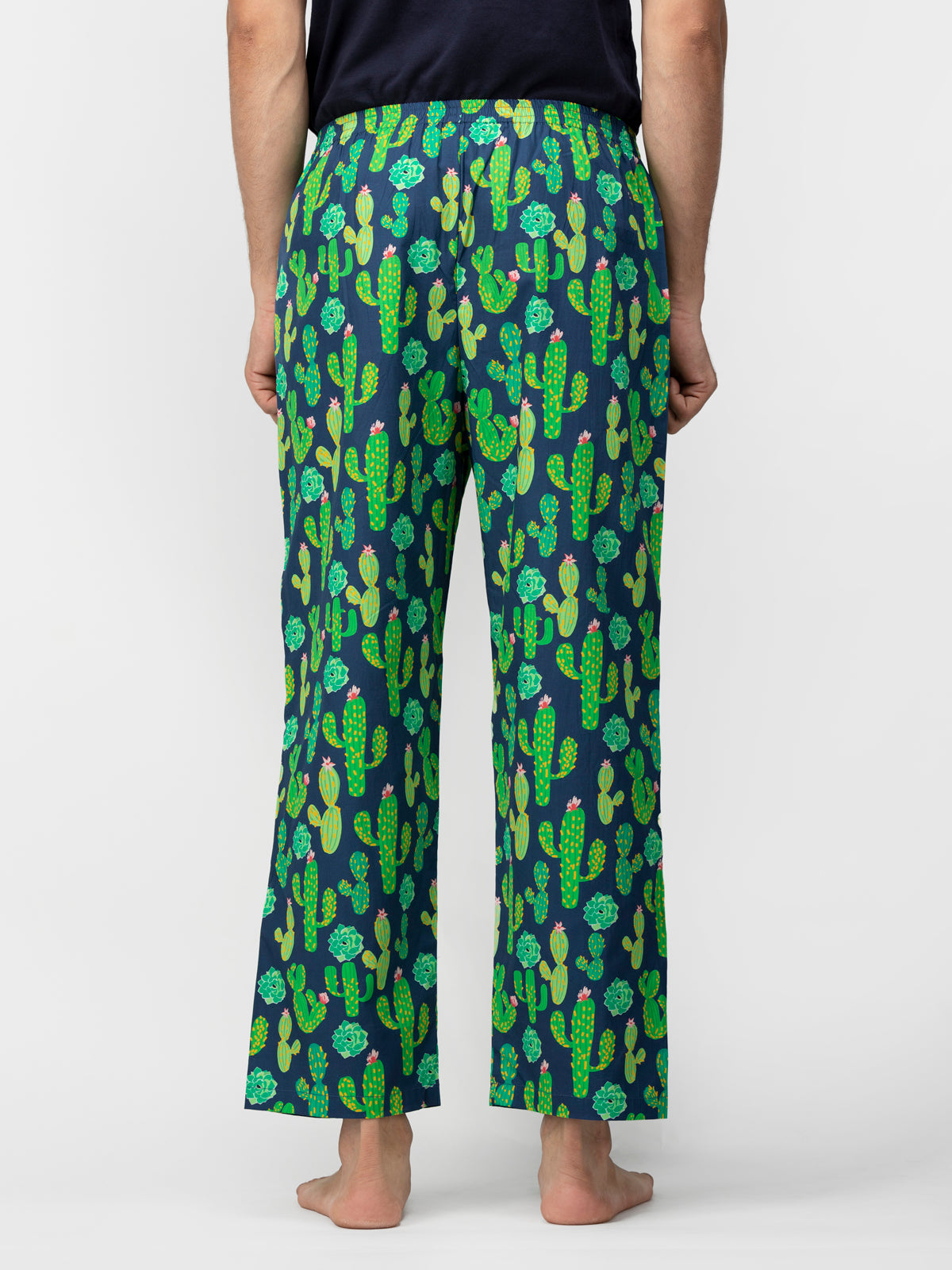 Blue Cactus Print Cotton Pyjamas - thebriefsstory