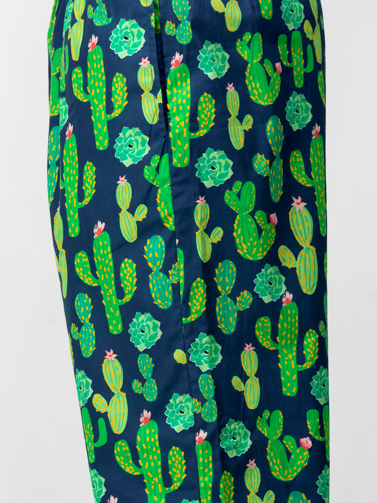 Blue Cactus Print Cotton Pyjamas - thebriefsstory