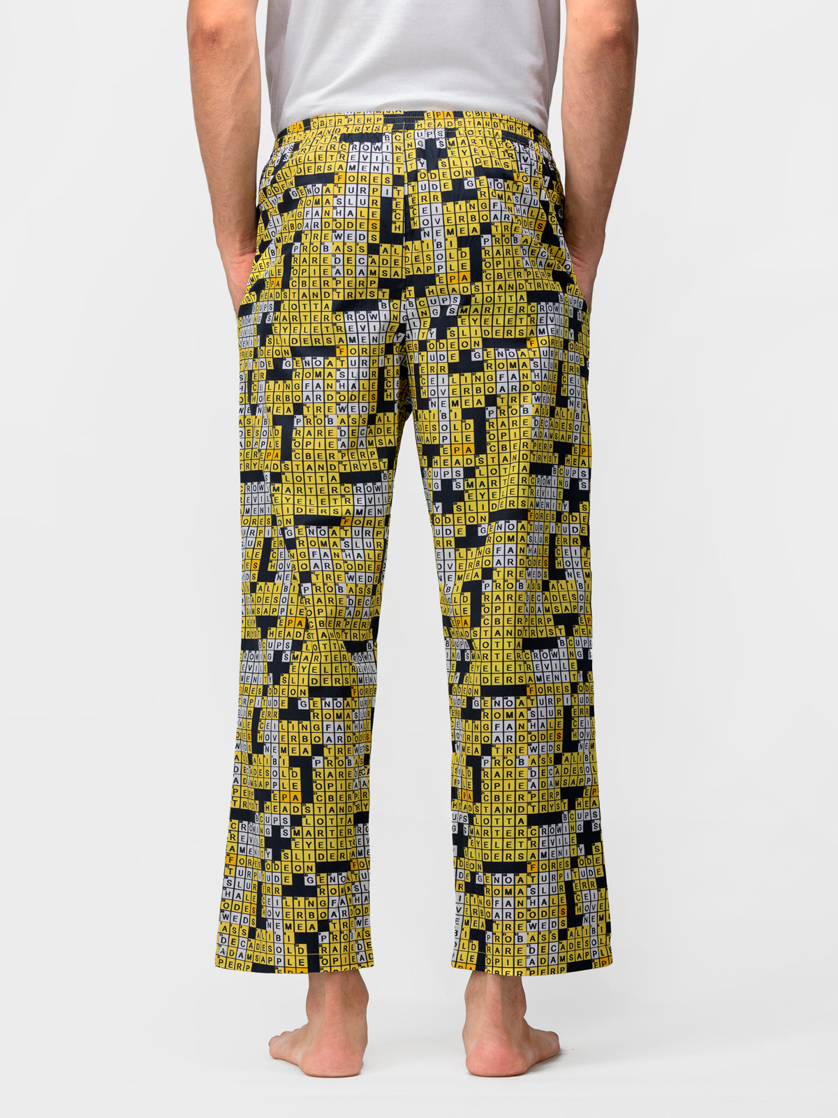Yellow & Black Crossword Print Pajamas - thebriefsstory