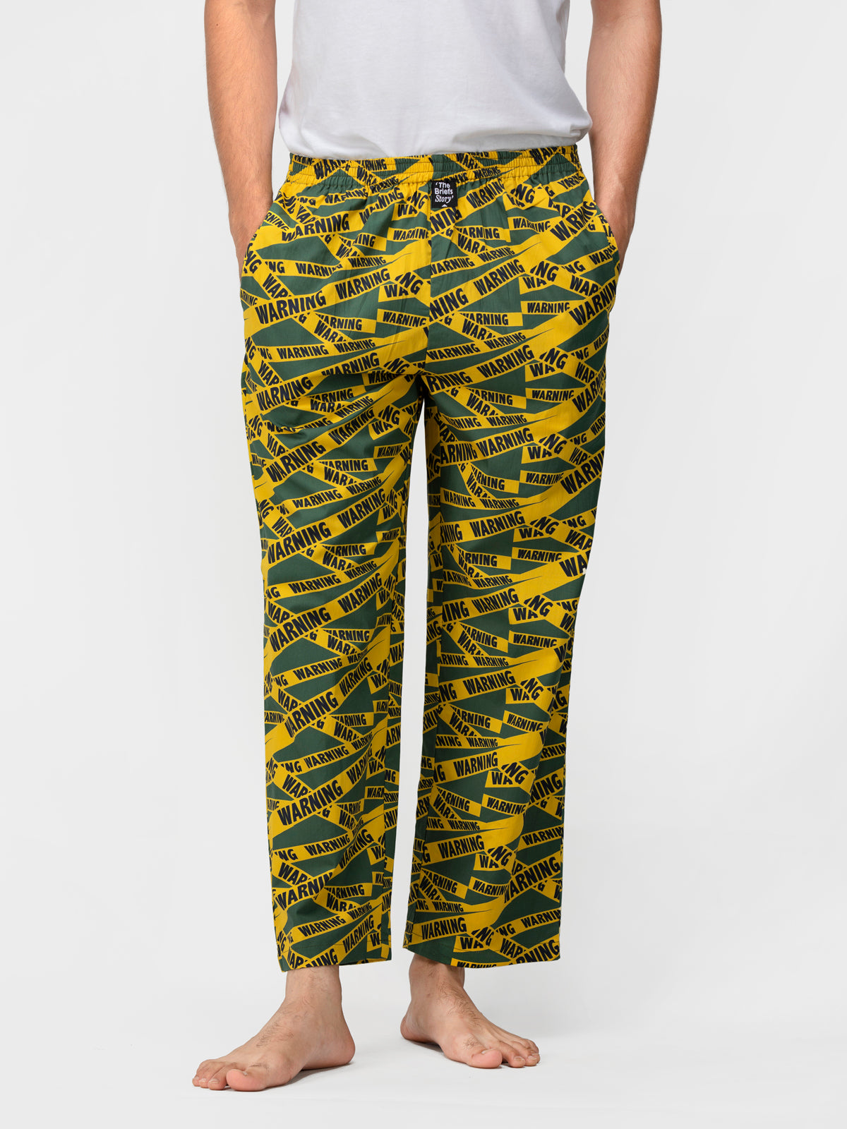 Green warning Print Cotton Pyjamas - thebriefsstory