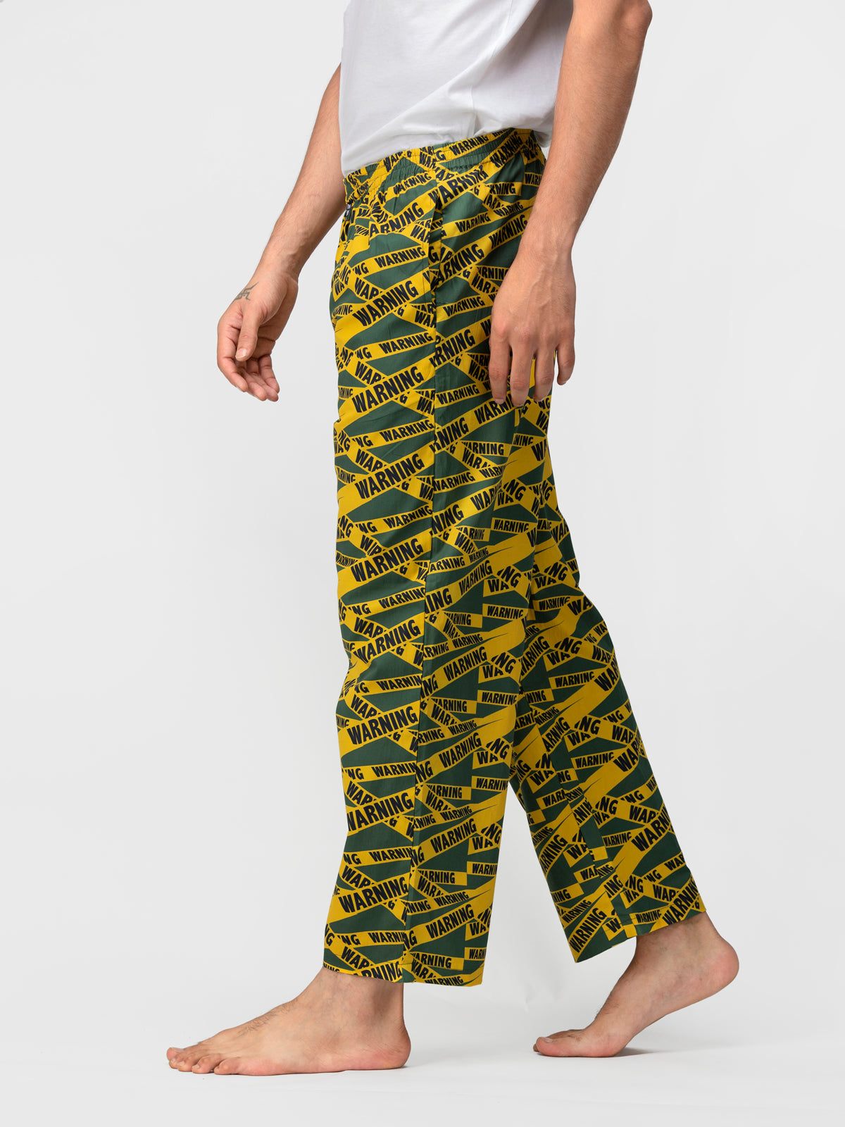 Green warning Print Cotton Pyjamas - thebriefsstory