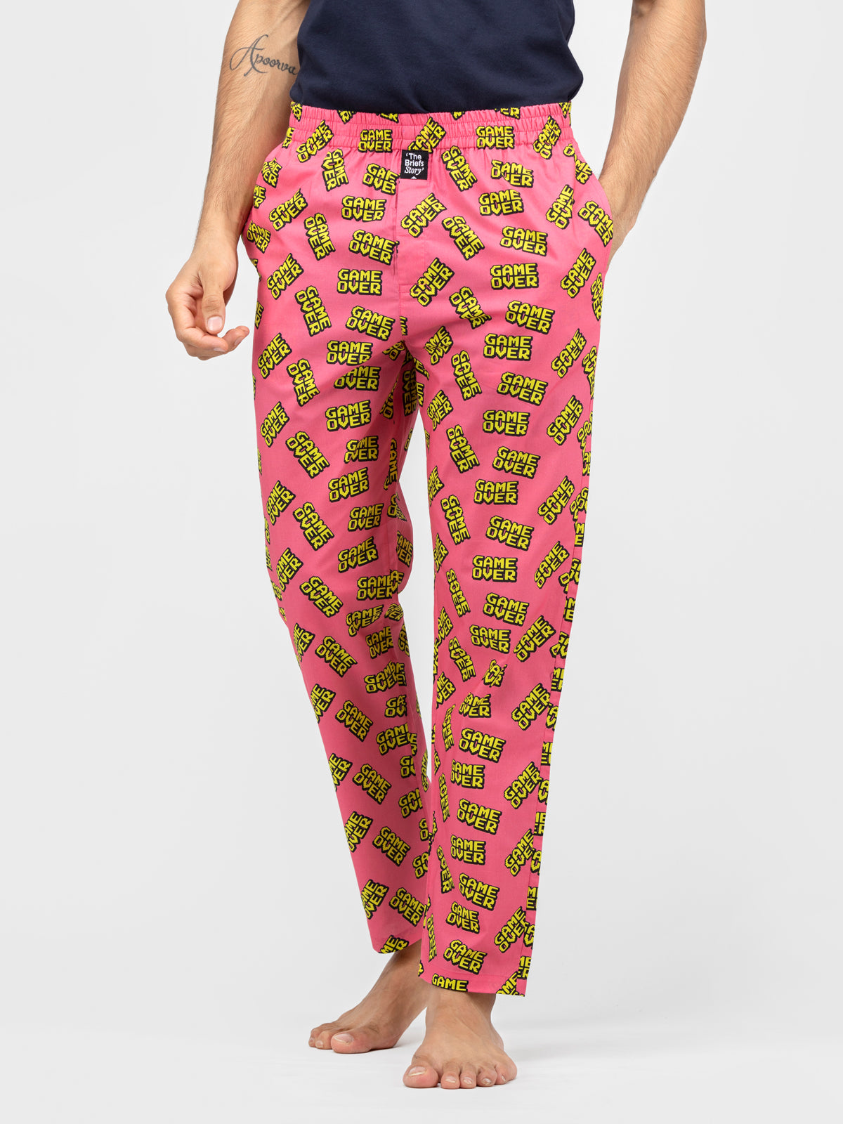 Wanna Play Again Pink Printed Cotton Pajamas - thebriefsstory