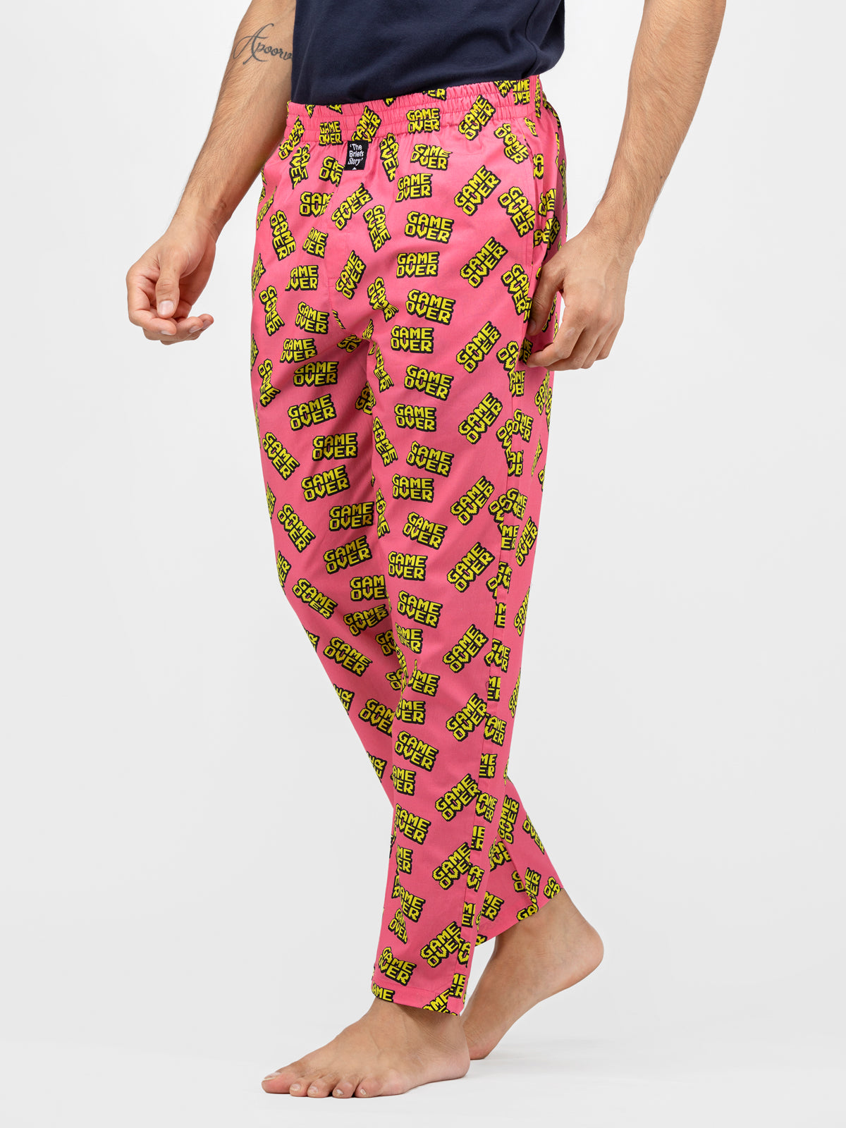 Wanna Play Again Pink Printed Cotton Pajamas - thebriefsstory