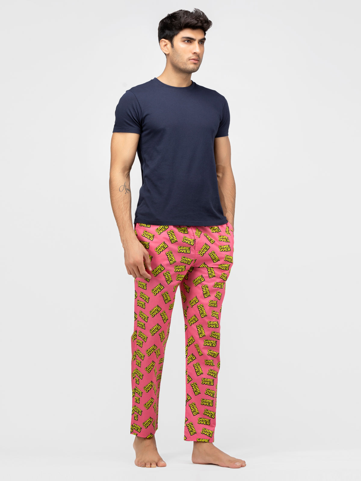 Wanna Play Again Pink Printed Cotton Pajamas - thebriefsstory