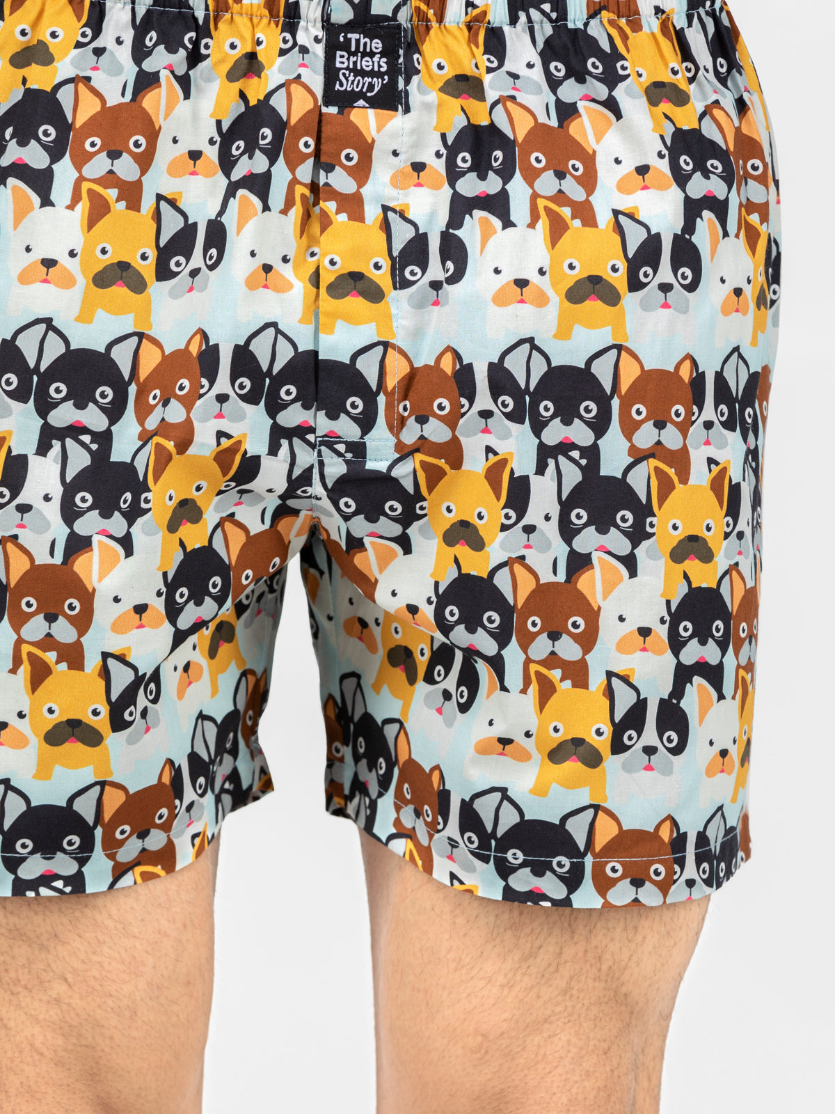 White Cute doggy faces printed cotton boxers - thebriefsstory