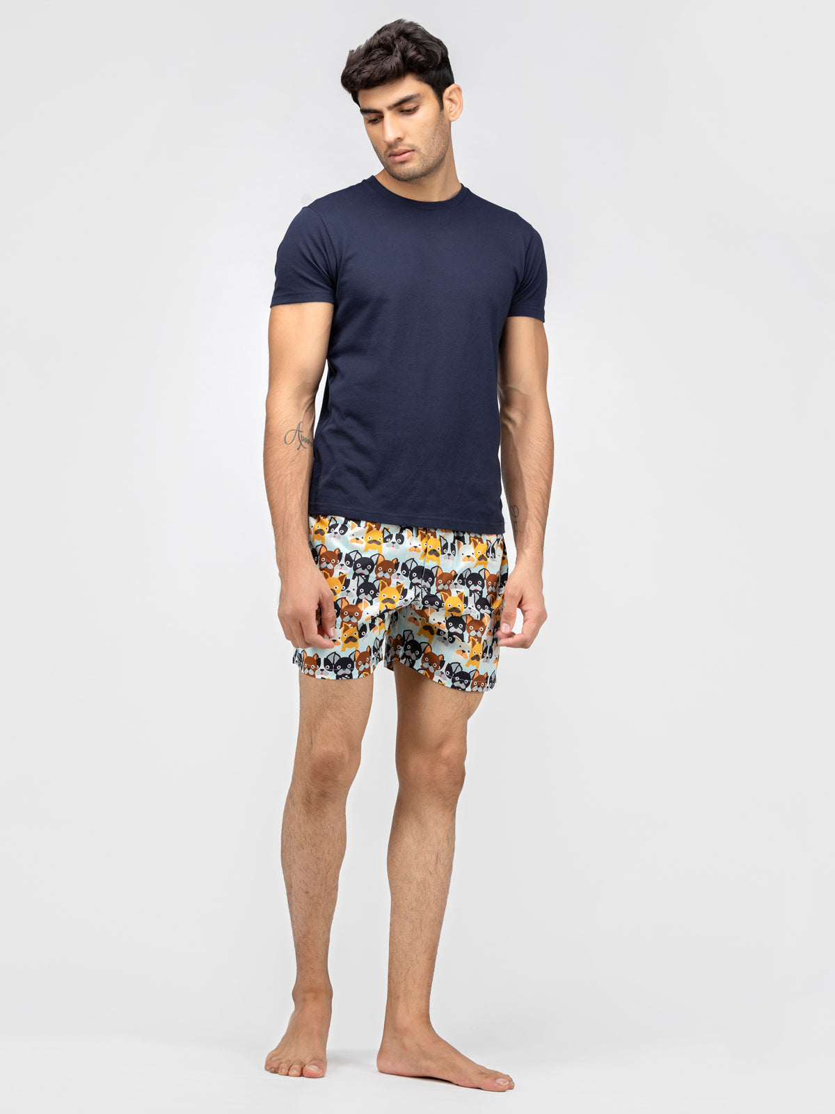 White Cute doggy faces printed cotton boxers - thebriefsstory