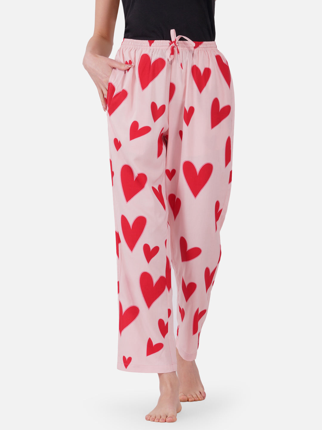 Pink heart viscose pyjamas