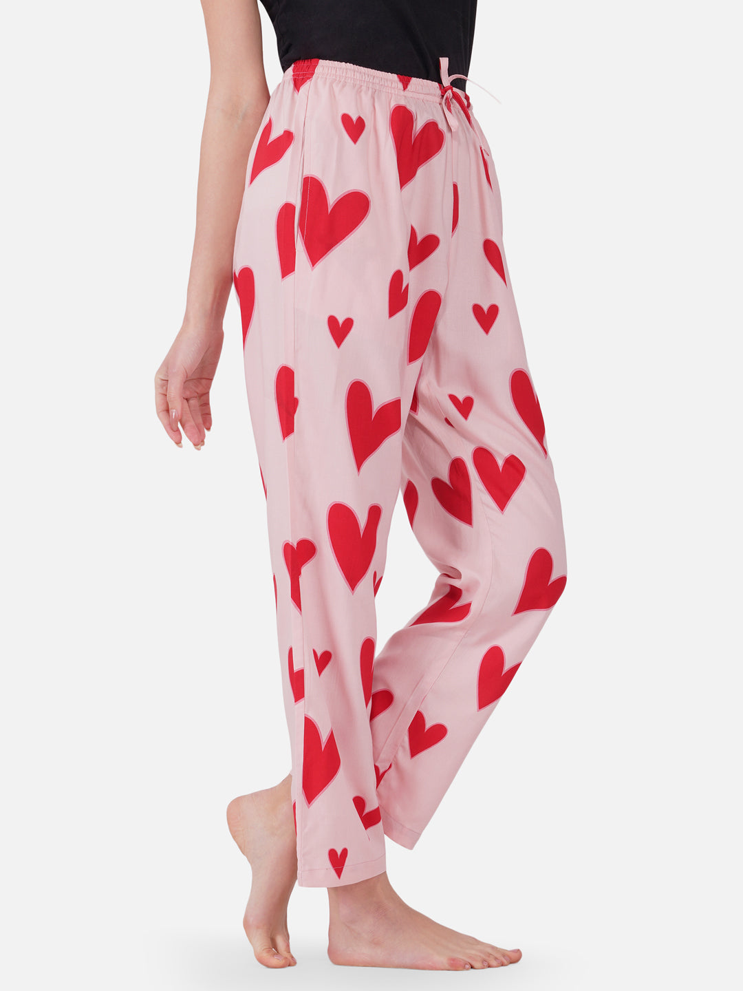 Pink heart viscose pyjamas