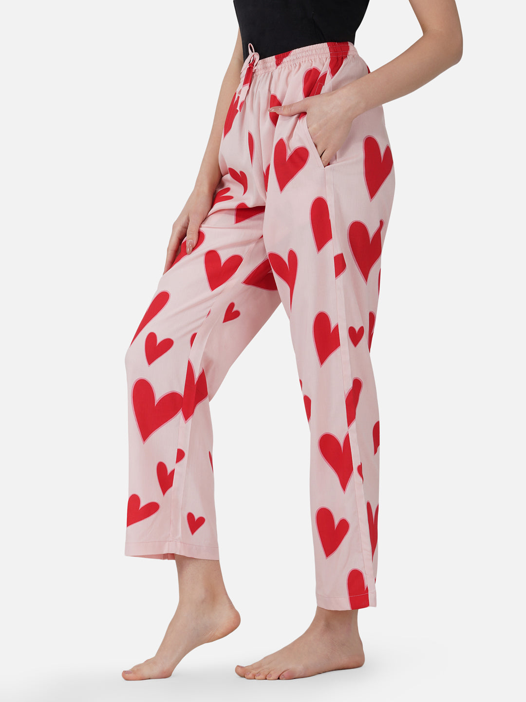 Pink heart viscose pyjamas