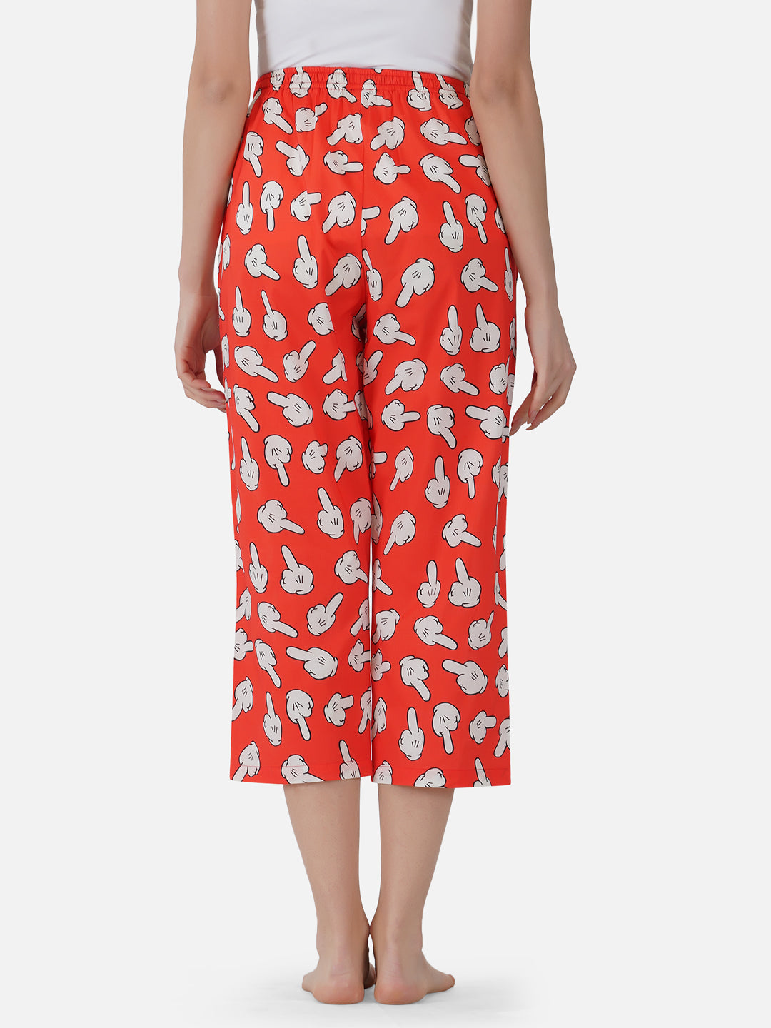 Red-Off print cotton capris - thebriefsstory