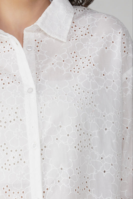 Lt Green Schiffli Regular Shirt - thebriefsstory