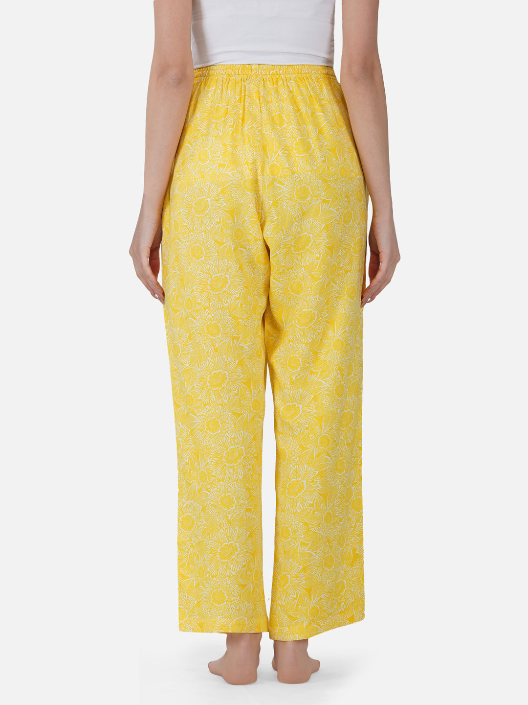 Sunshine yellow floral viscose twill Pyjamas - thebriefsstory