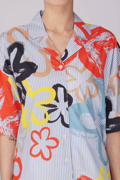 cotton floral shorts set