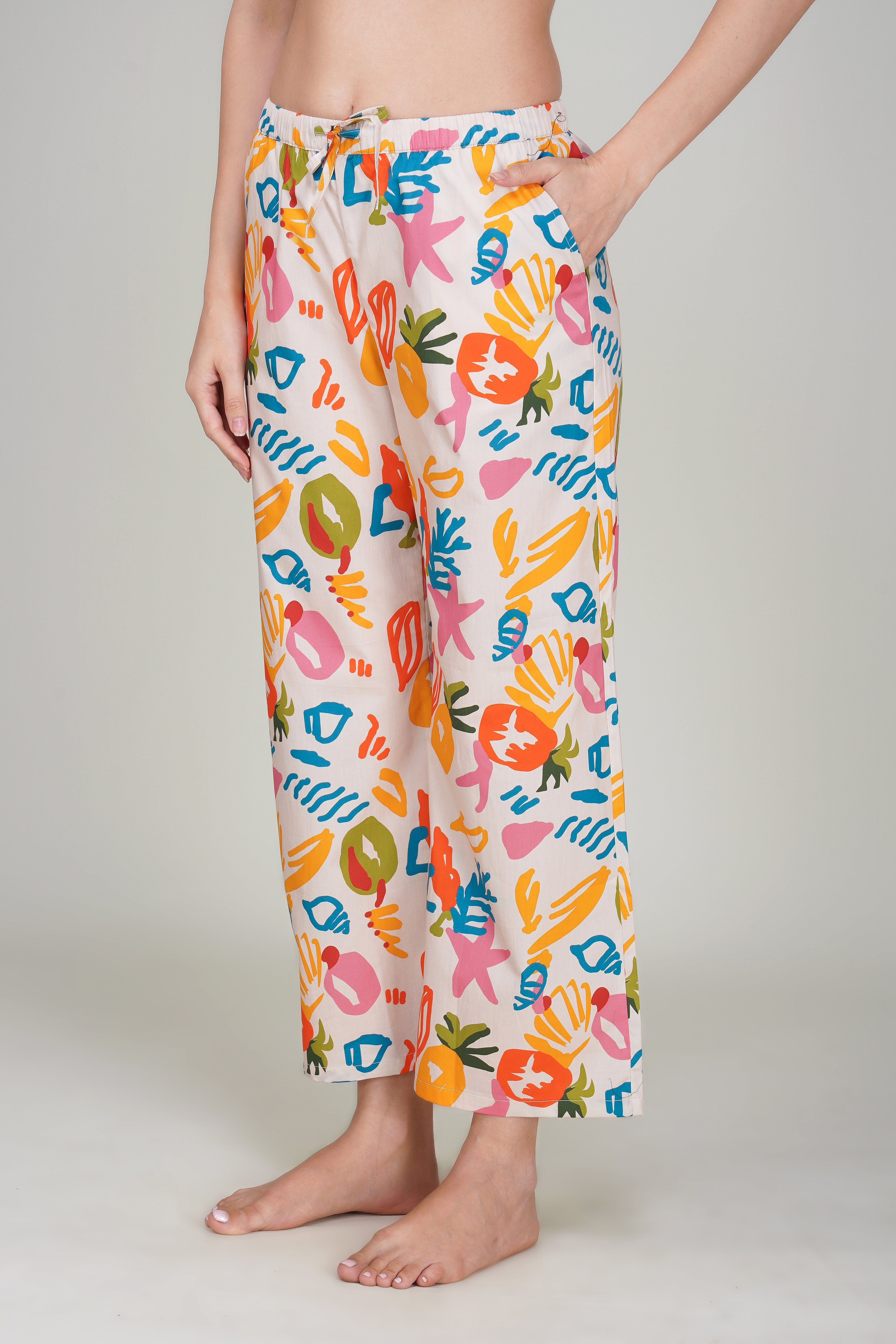 Multi color Pineapple Print Pajama Set - thebriefsstory