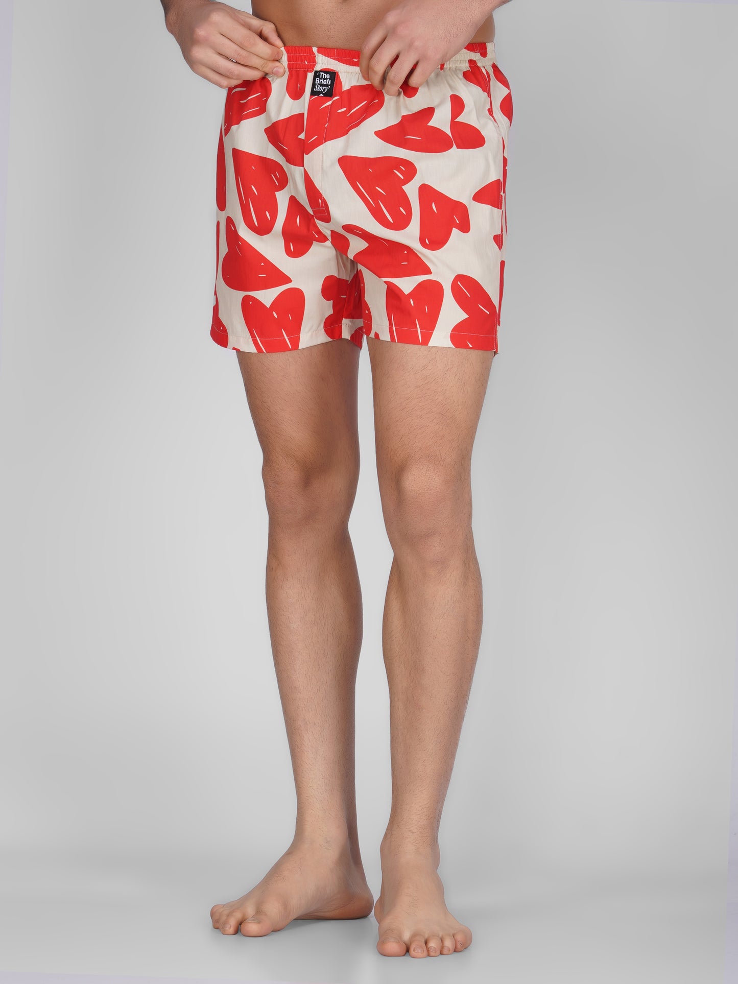 Val Heart Print Cotton Boxer Shorts