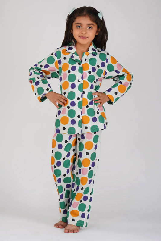 Colorful Polka Print Cotton Nightsuit