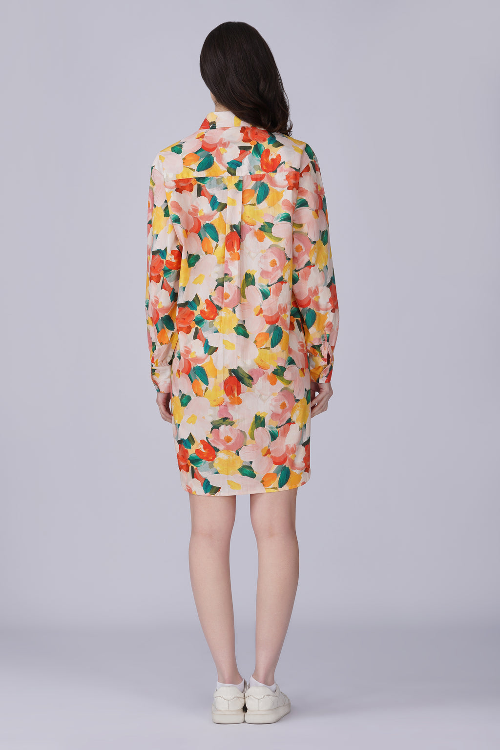 Abstract Water Print Shirt Dress