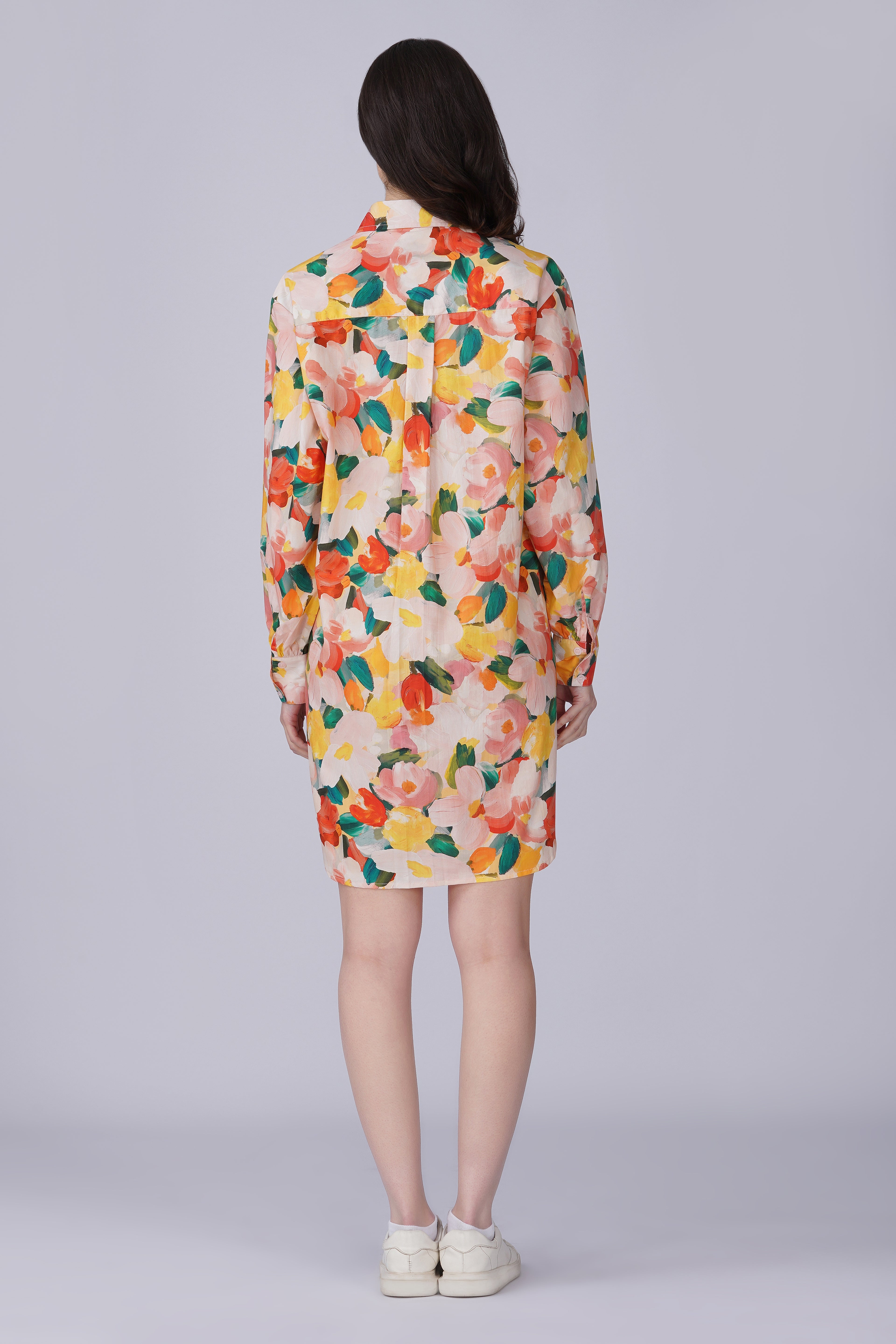 Abstract Water Print Shirt Dress