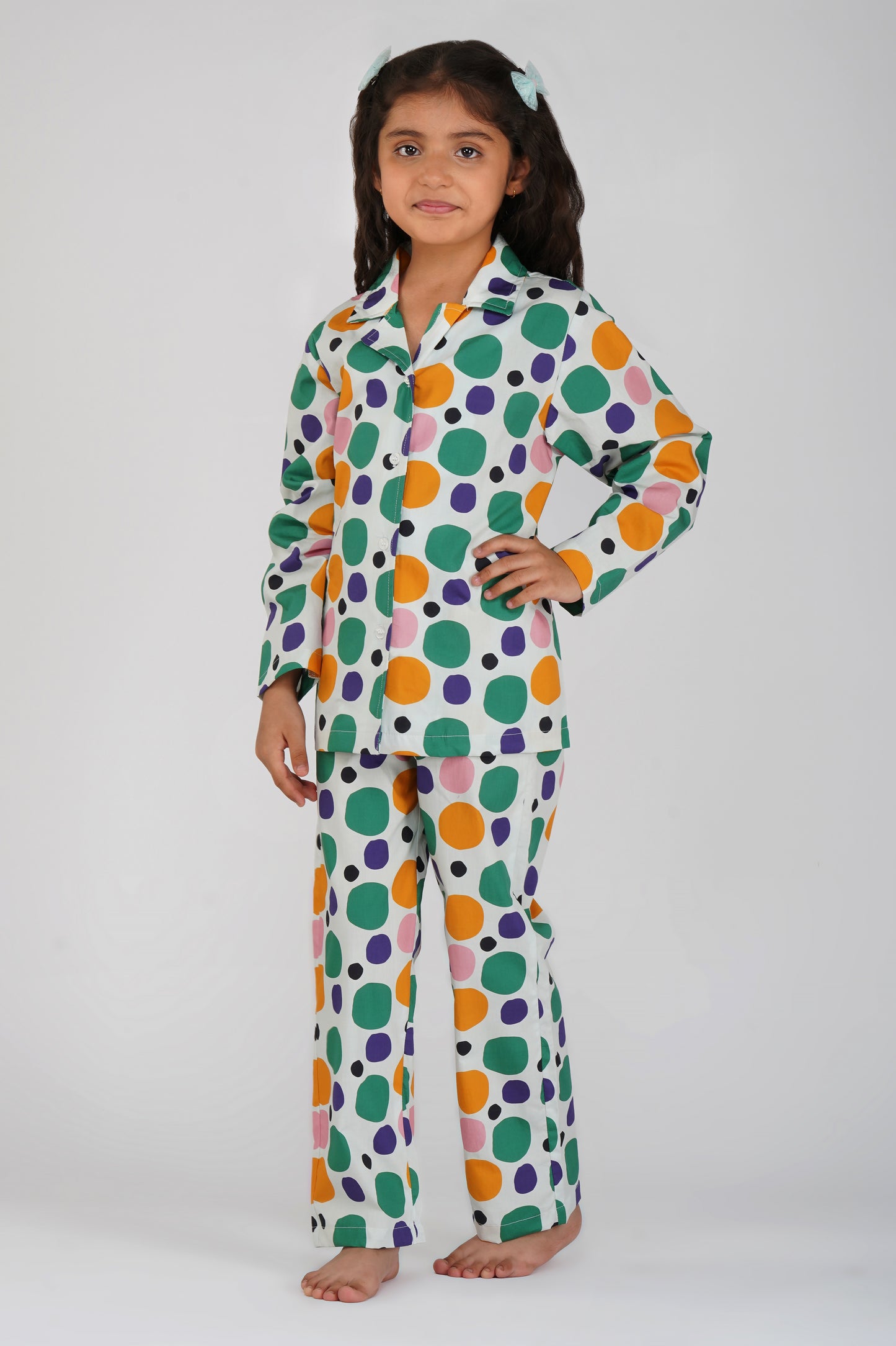 Colorful Polka Print Cotton Nightsuit