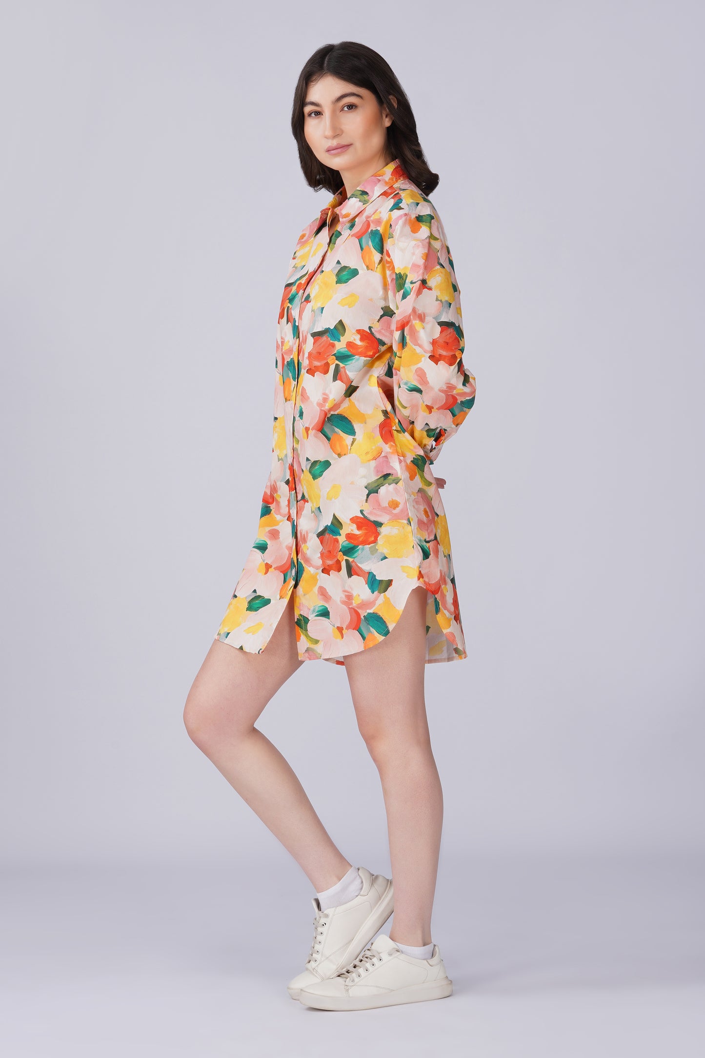 Abstract Water Print Shirt Dress