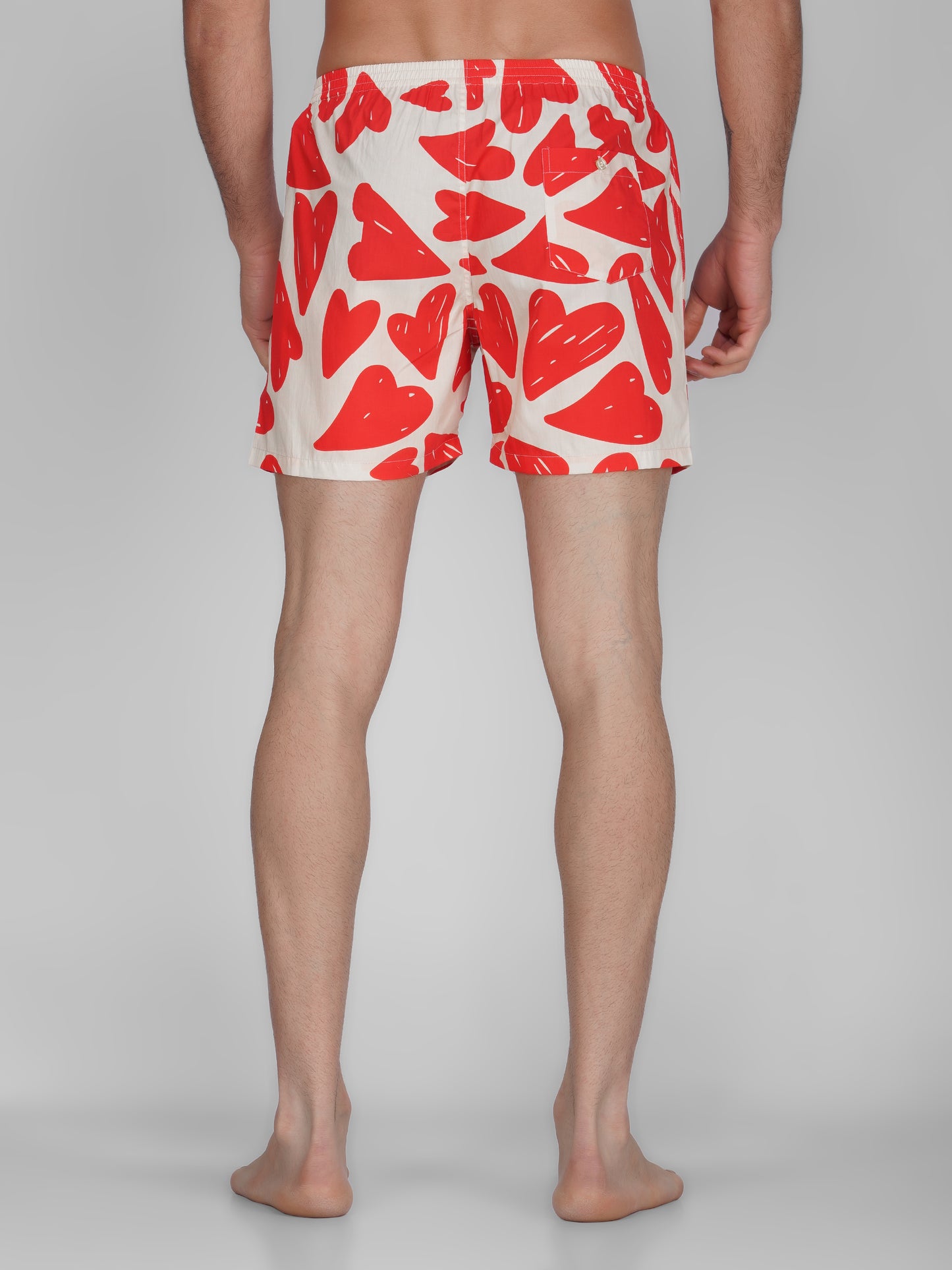 Val Heart Print Cotton Boxer Shorts