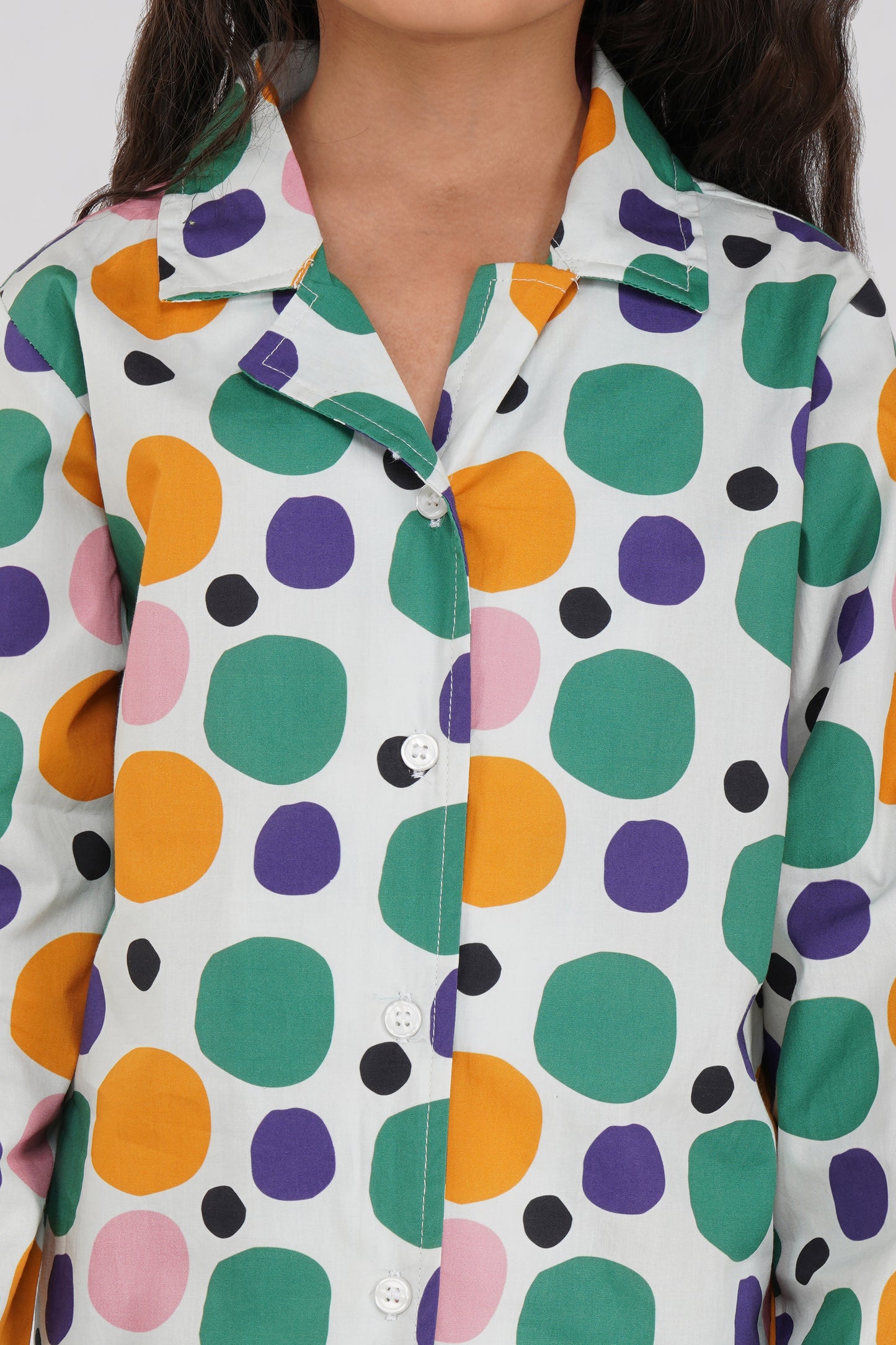 Colorful Polka Print Cotton Nightsuit