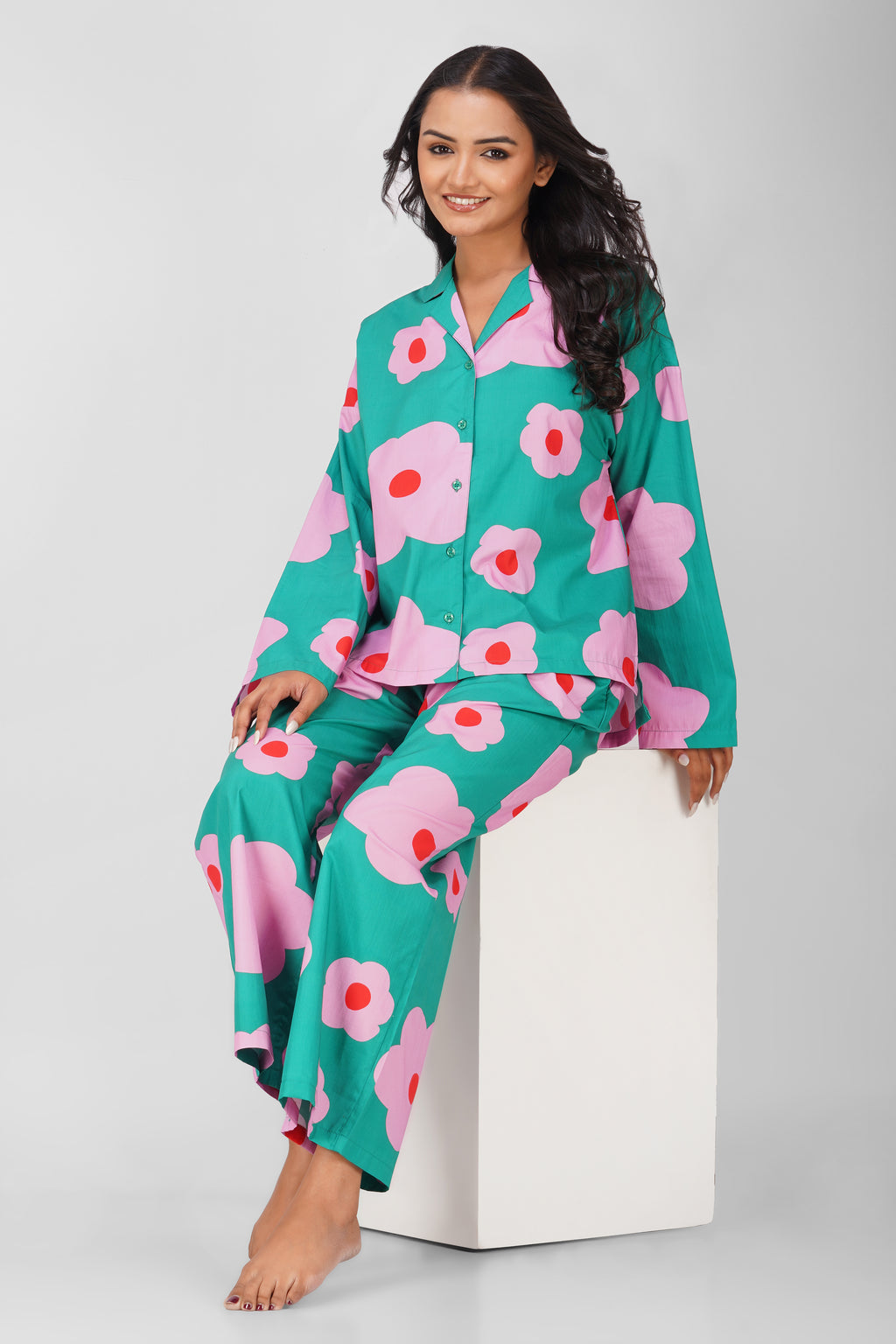 Green Flower Power Pajama Set - thebriefsstory