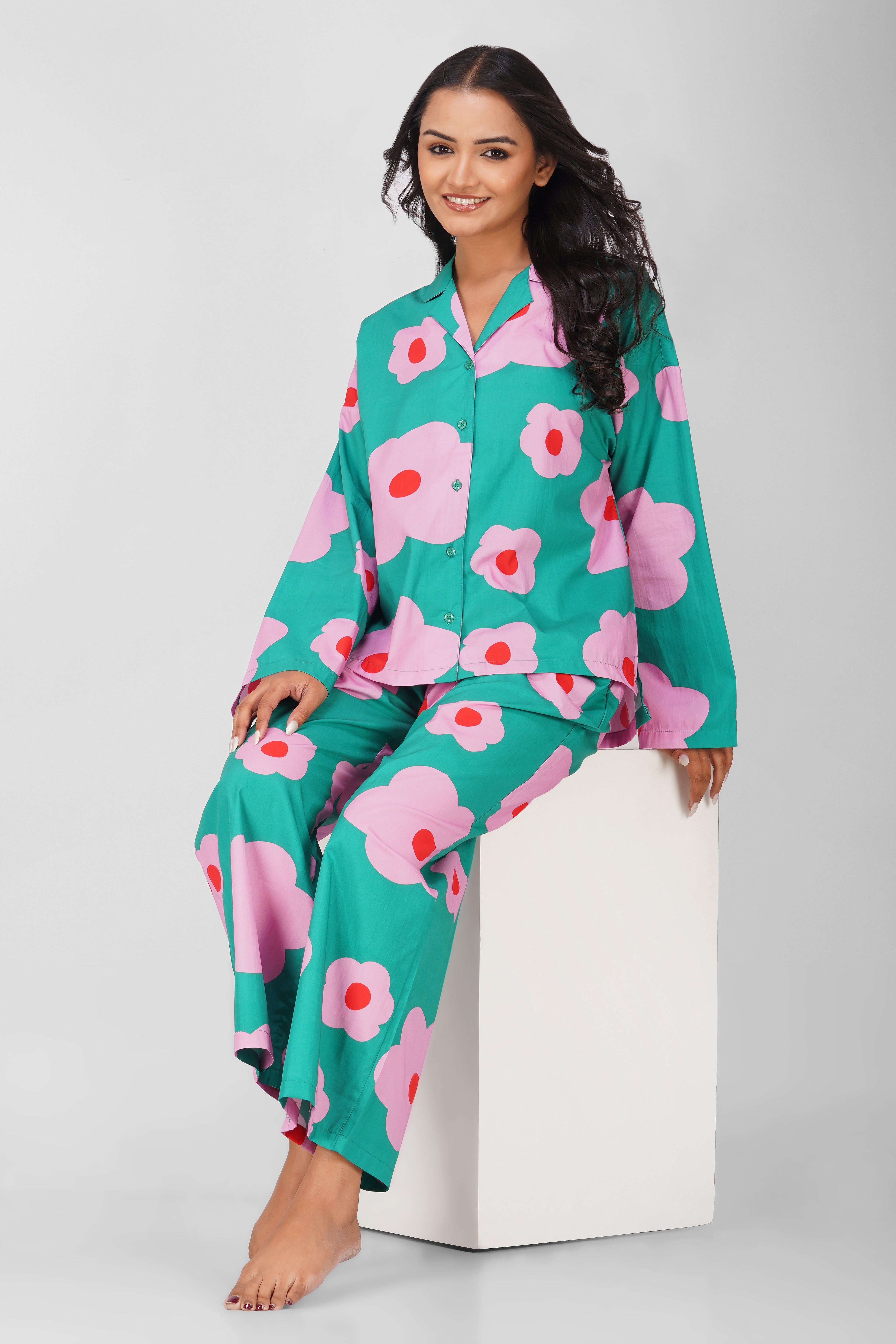 Green Flower Power Pajama Set - thebriefsstory