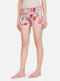 Pink Floral Cotton Satin Mini shorts - thebriefsstory