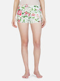 Lt Green floral Viscose Mini shorts - thebriefsstory