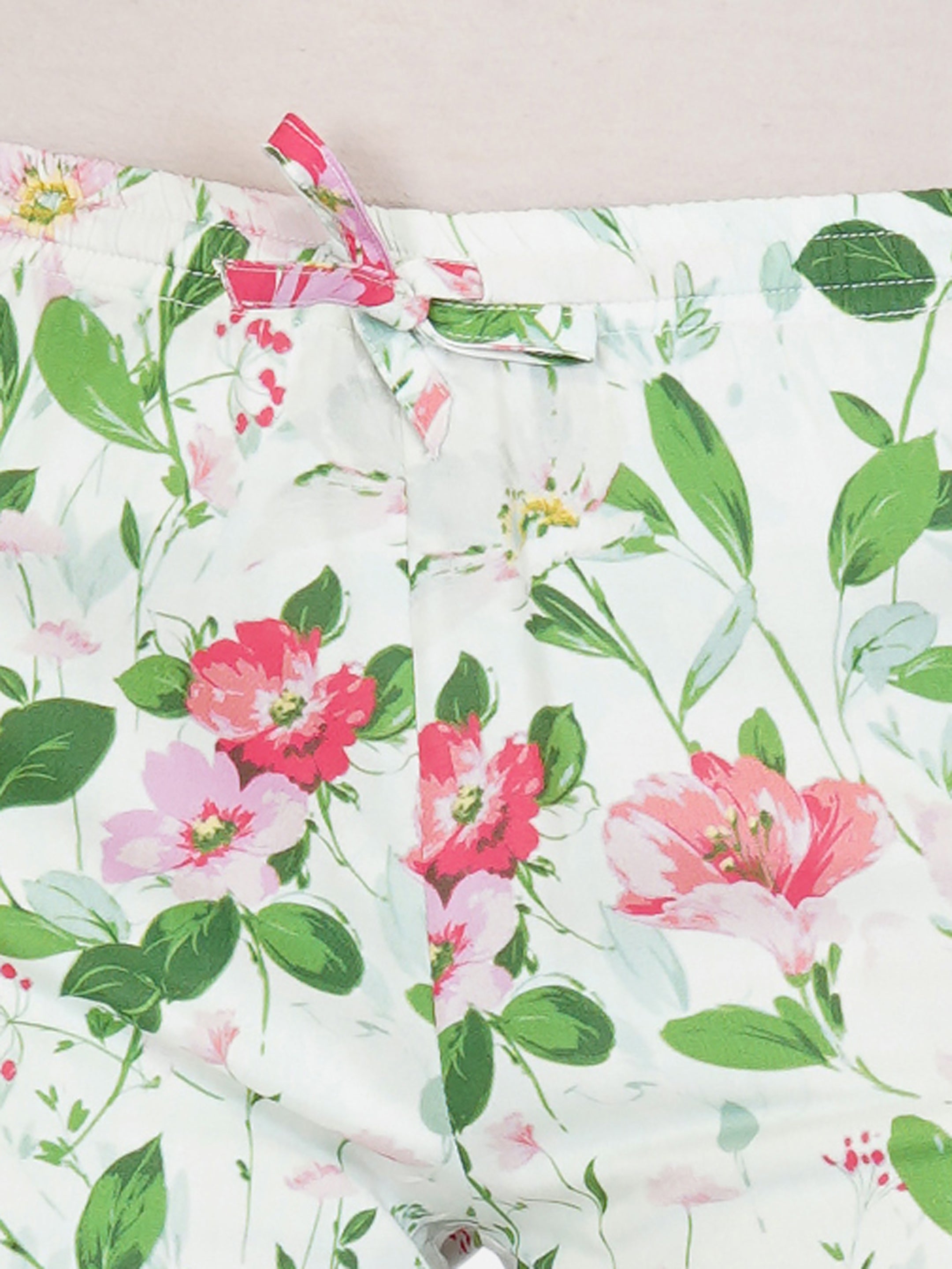 Lt Green floral Viscose Mini shorts - thebriefsstory