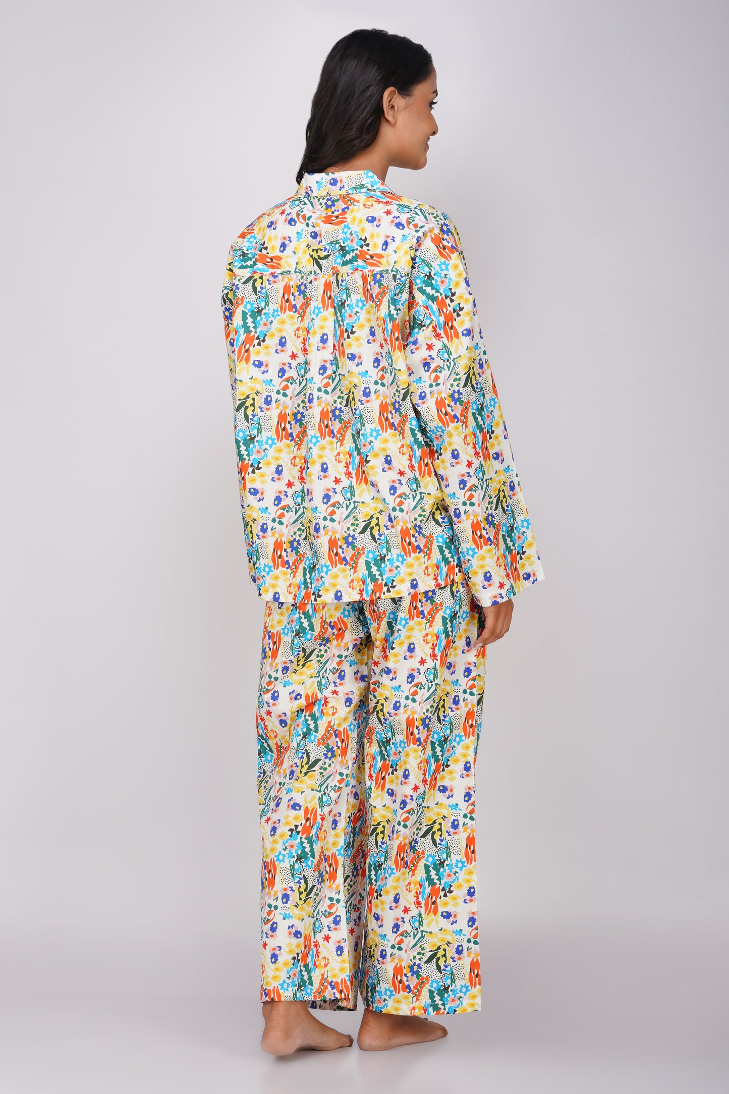 Multi color floral print Cotton Nightsuit