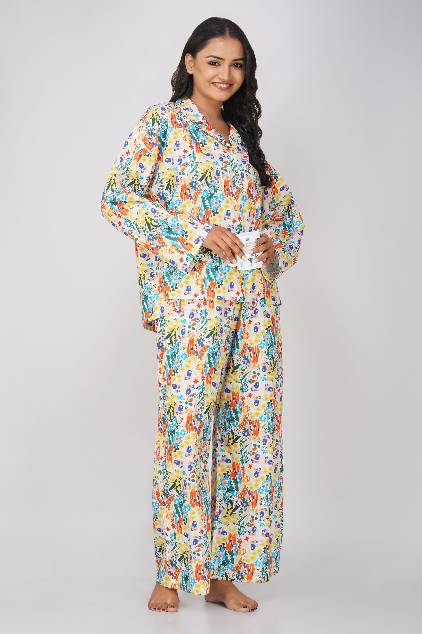 Multi color floral print Cotton Nightsuit