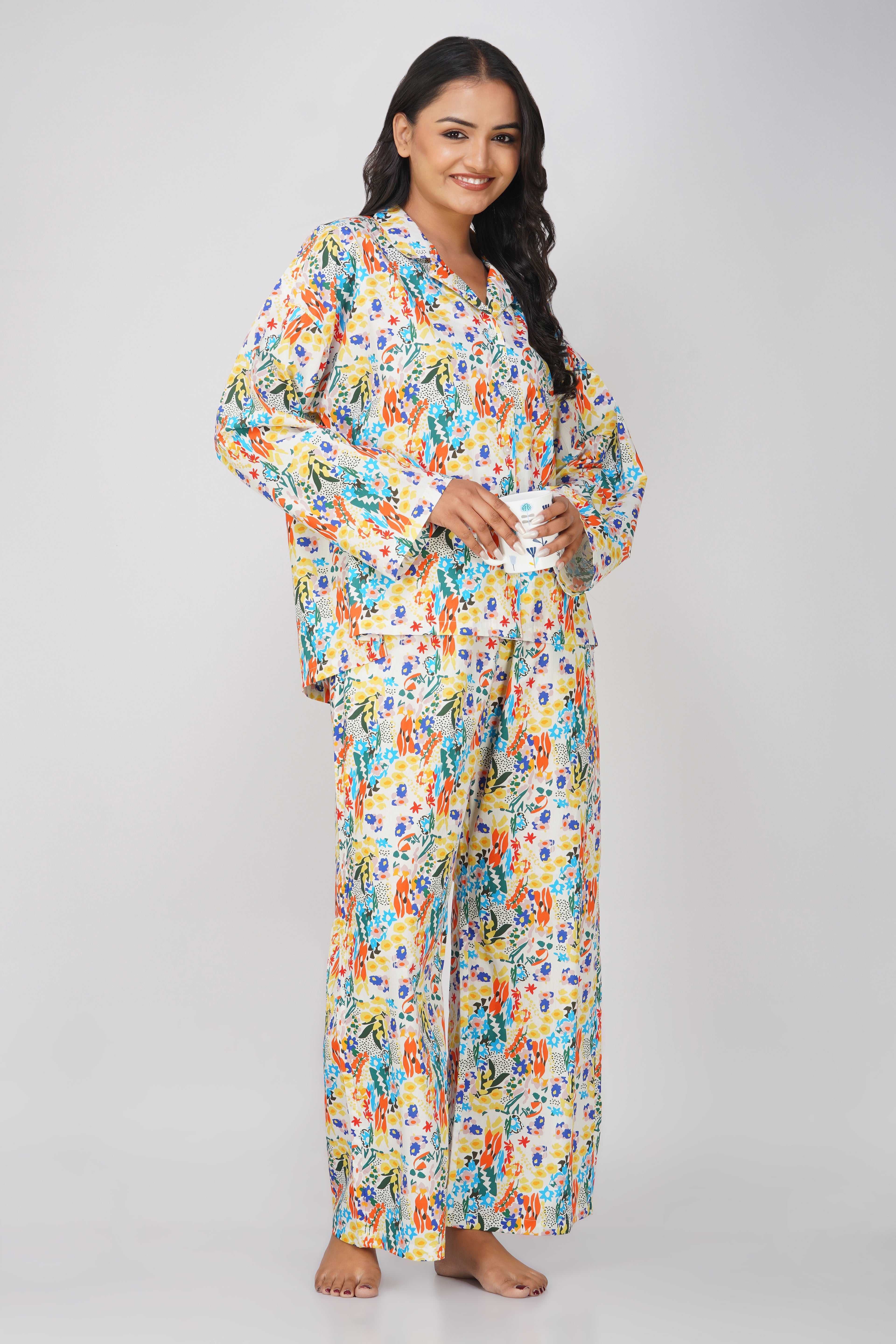 Multi color floral print Cotton Nightsuit - thebriefsstory
