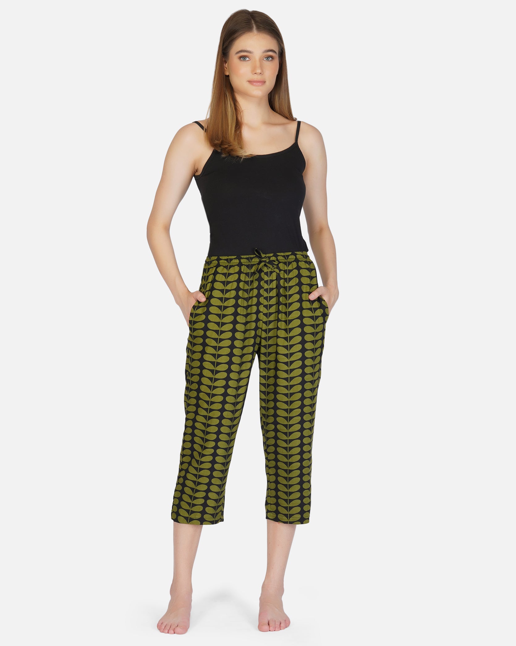 Olive viscose capris - thebriefsstory