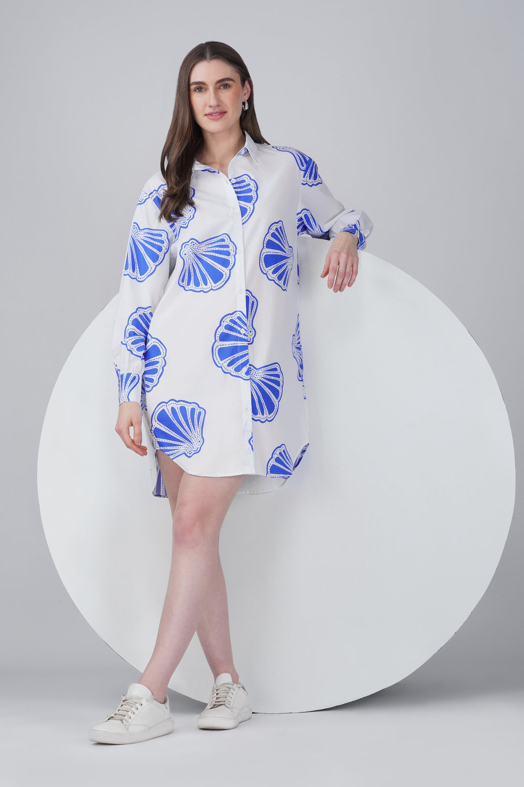 Blue Seashell Shirt Dress