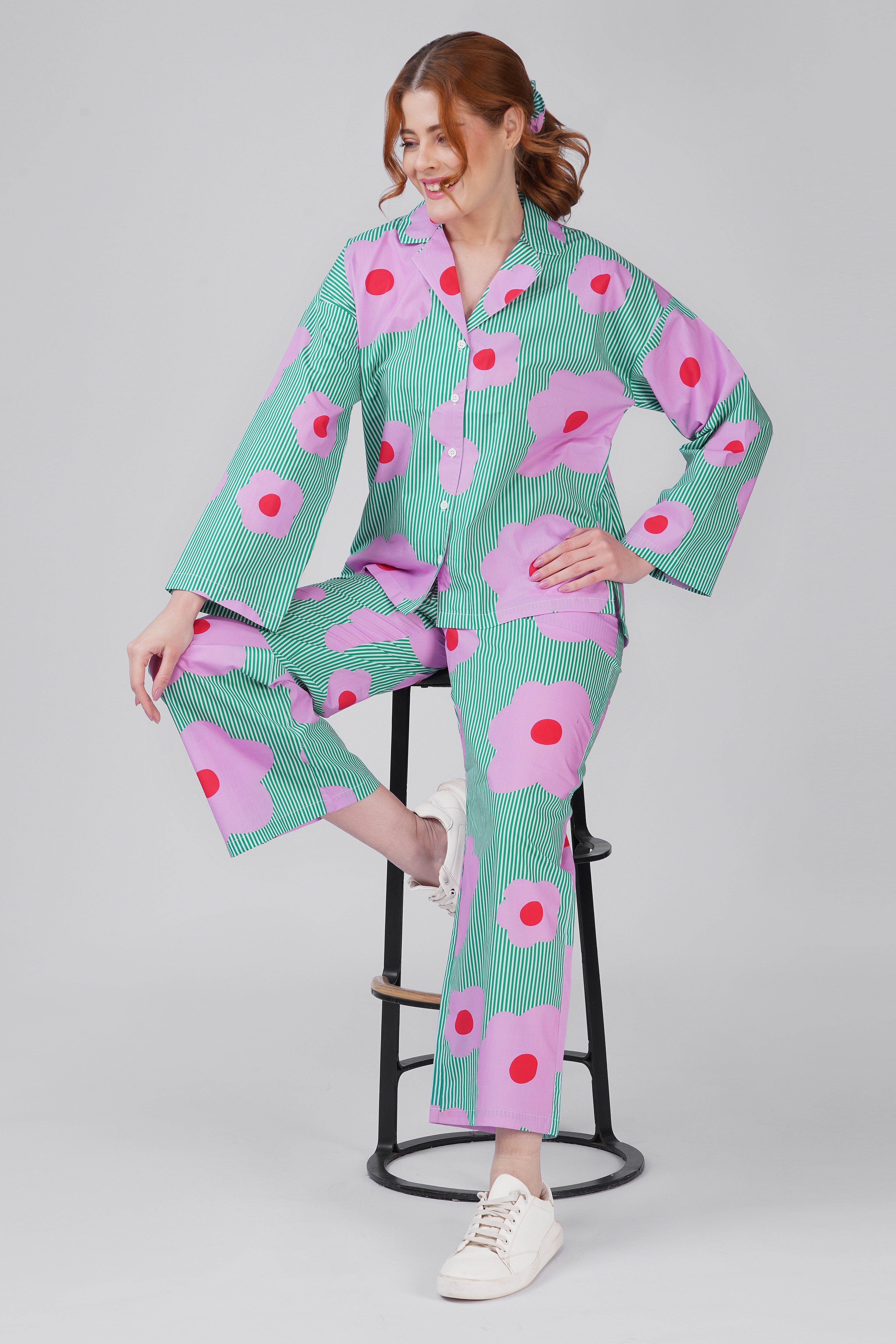 Green Flower Power Pajama Set