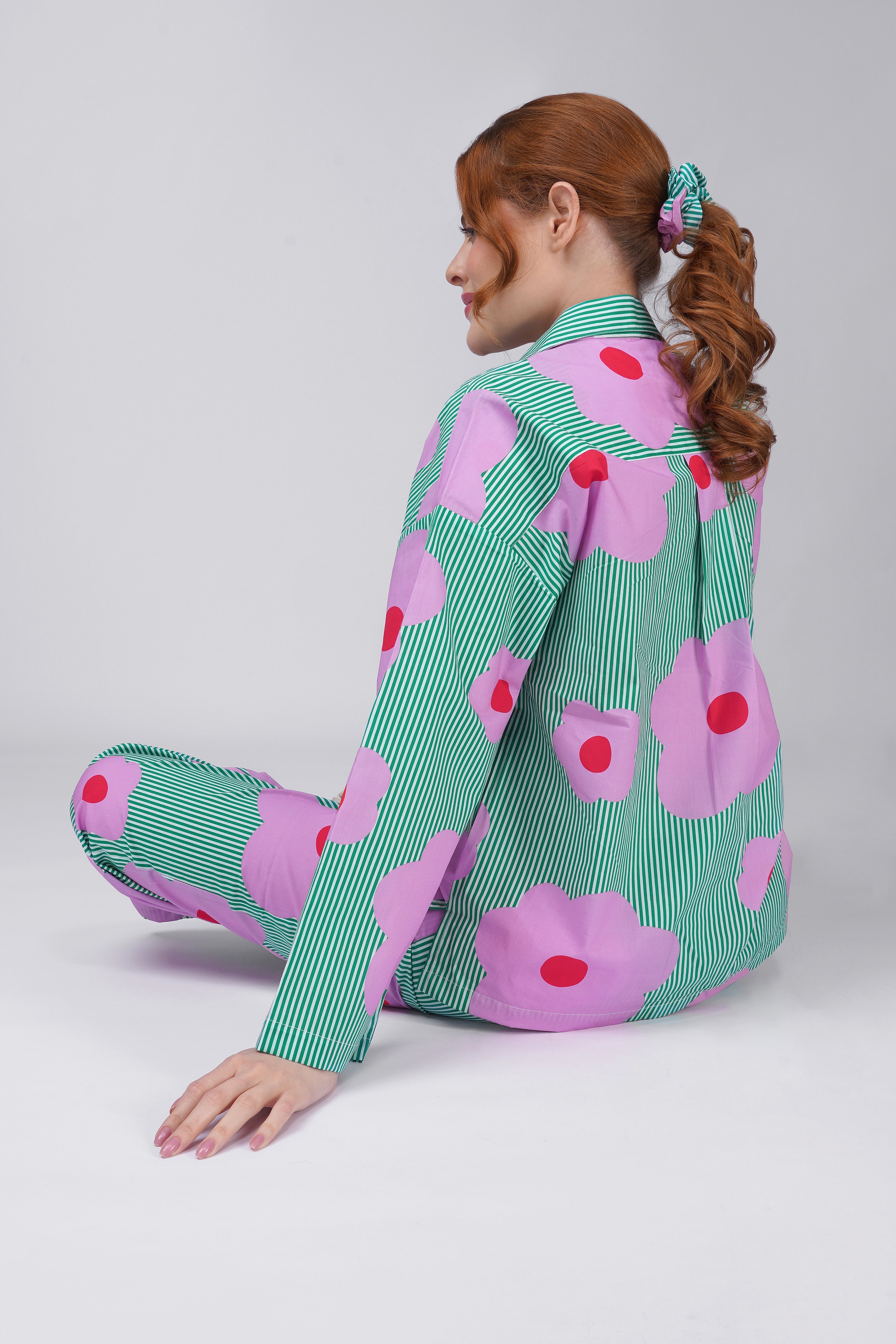 Green Flower Power Pajama Set