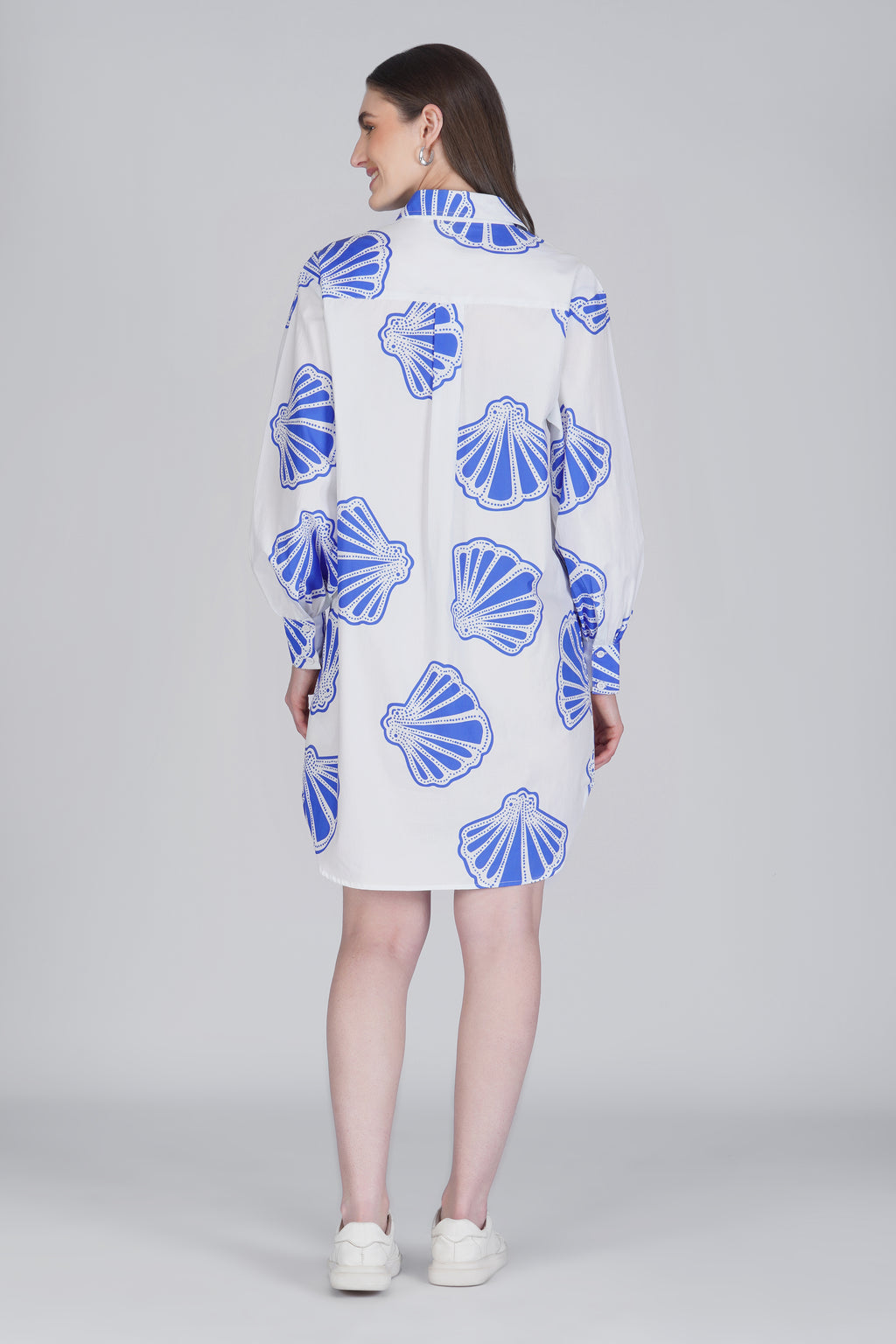 Blue Seashell Shirt Dress