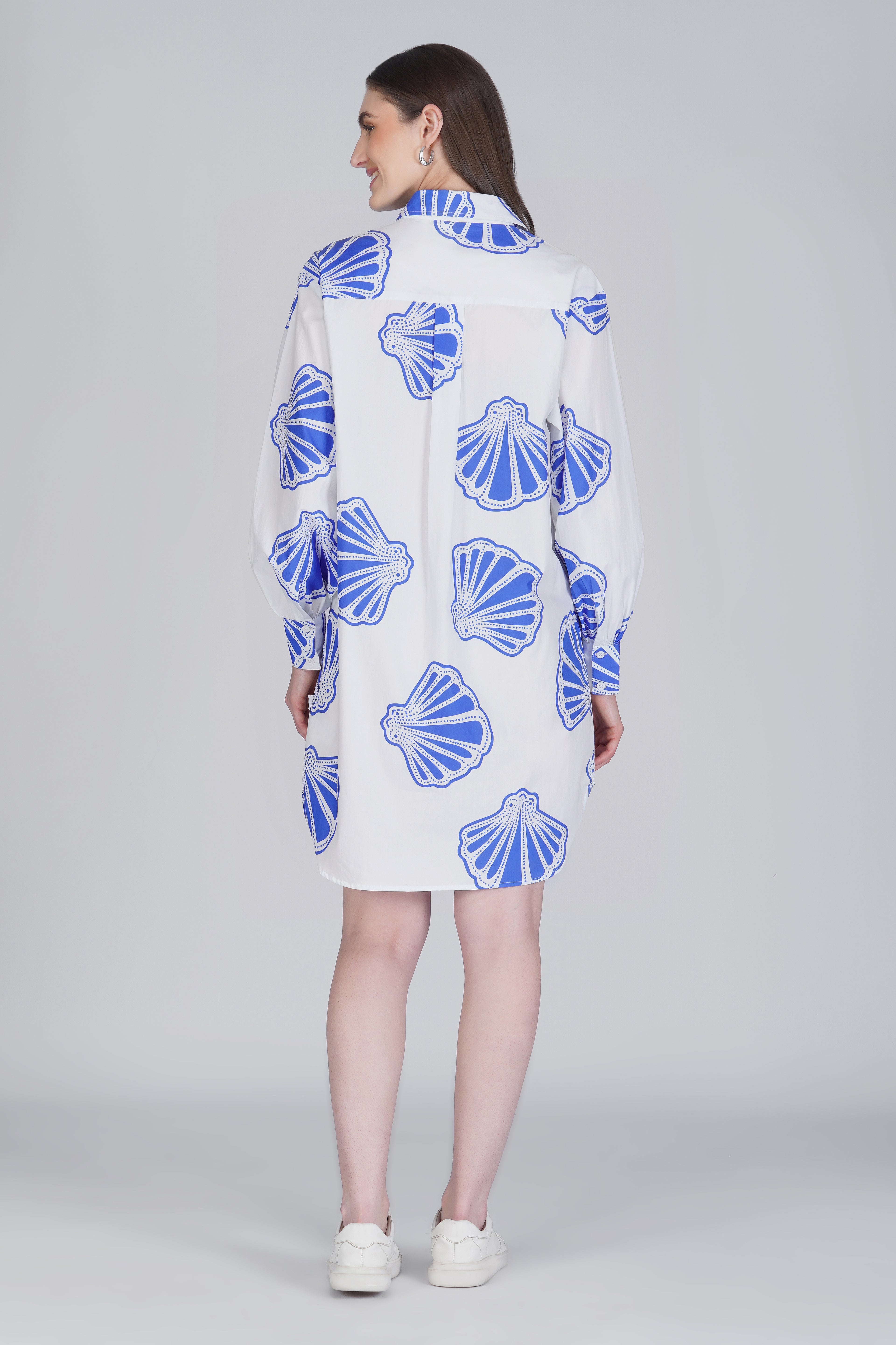 Blue Seashell Shirt Dress