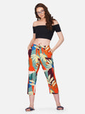 Multicolored abstarct print viscose capris - thebriefsstory