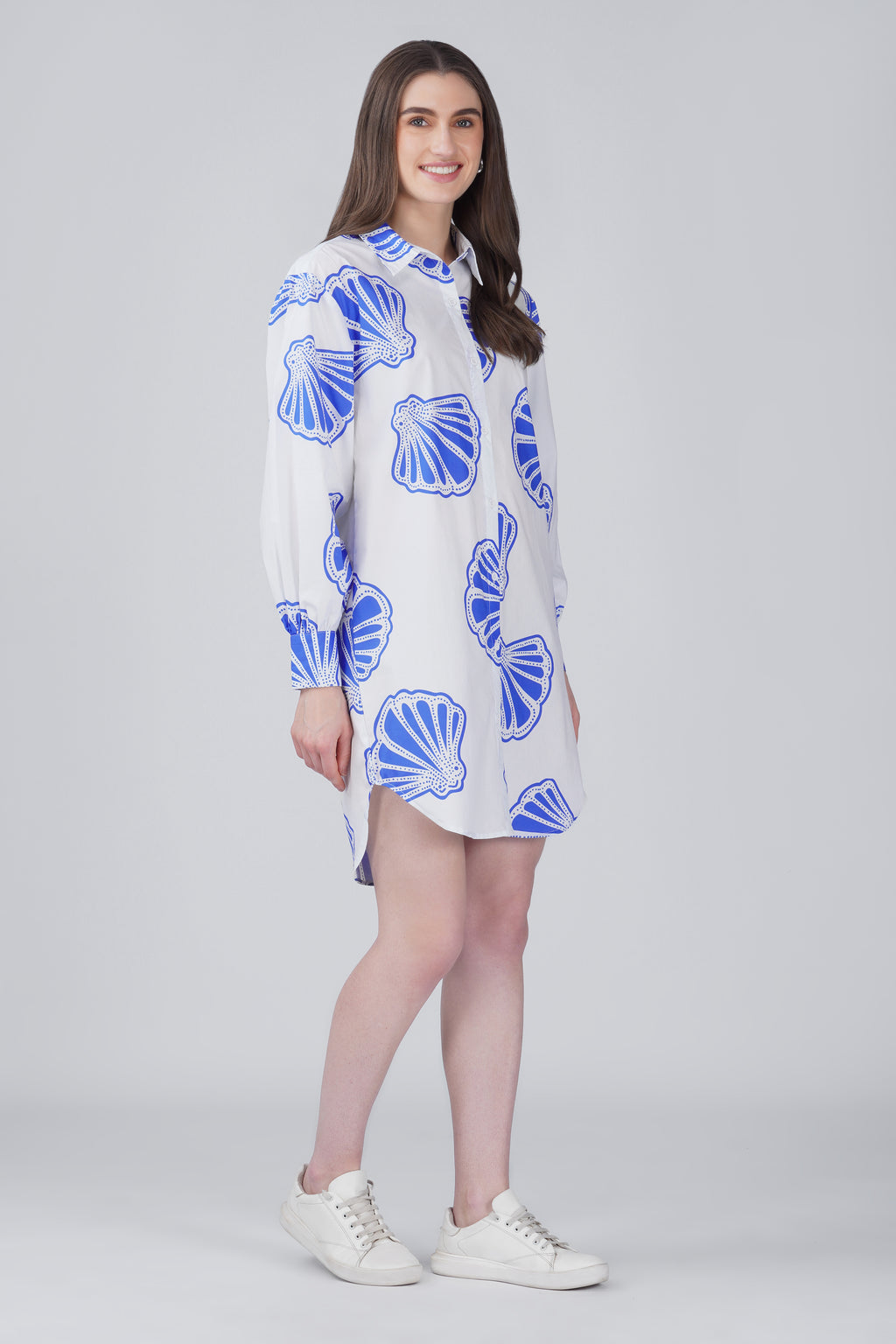 Blue Seashell Shirt Dress