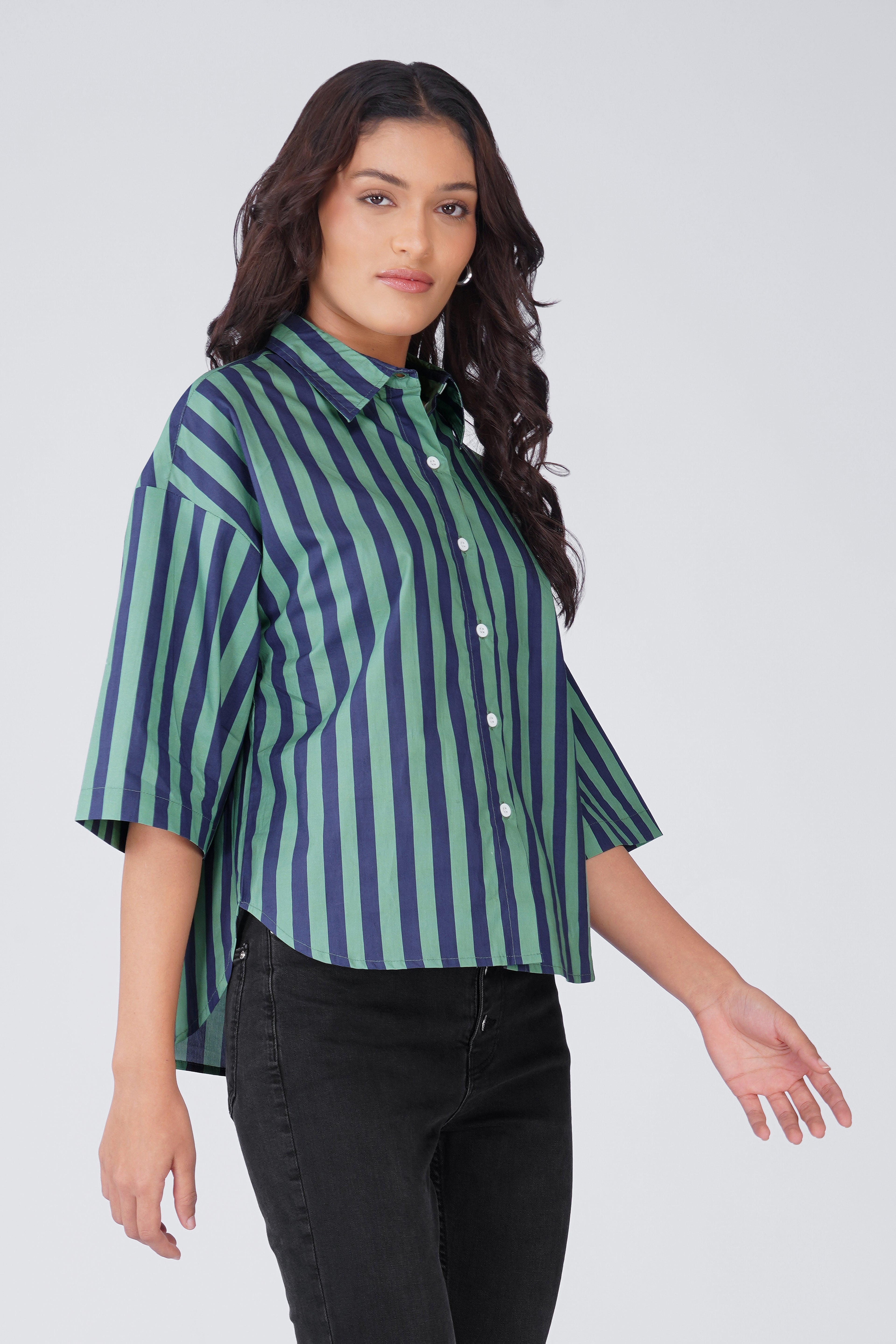 Emerald Navy Stripe Shirt