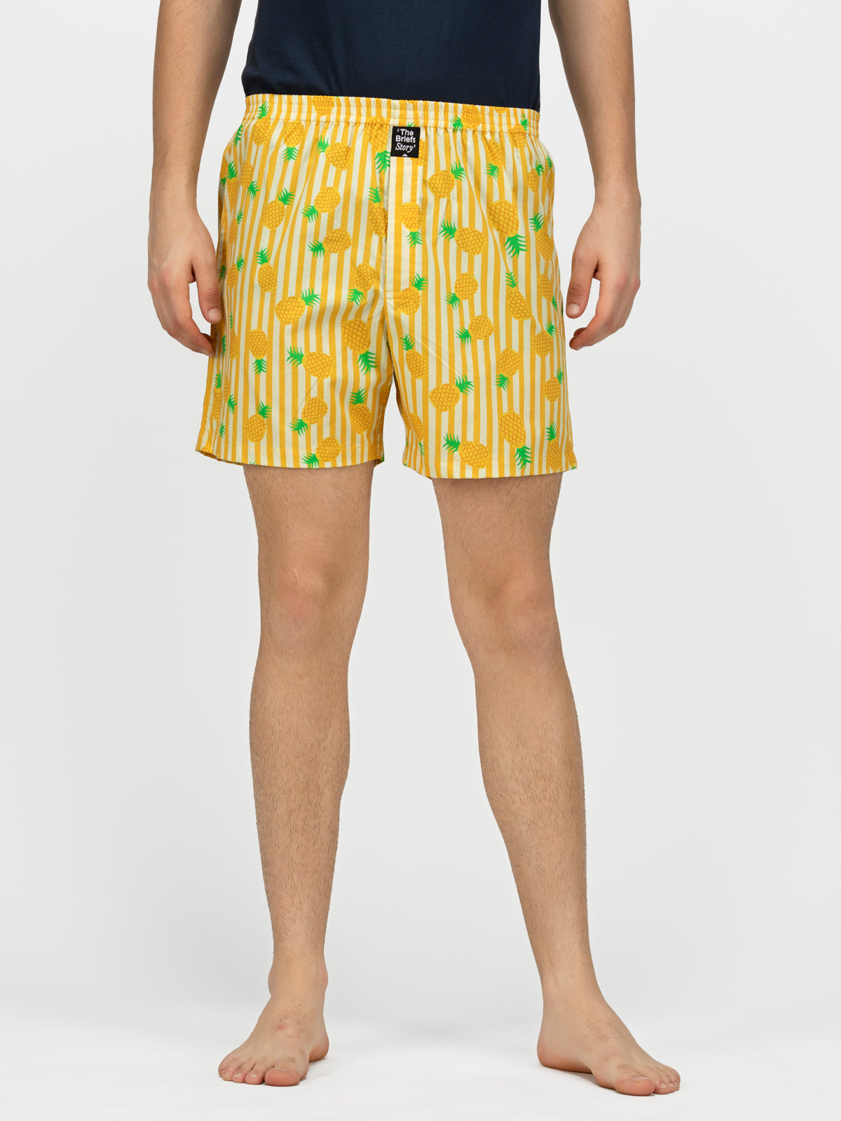 Yellow Pineapple printed cotton boxers