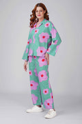 Green Flower Power Pajama Set| Made to Order