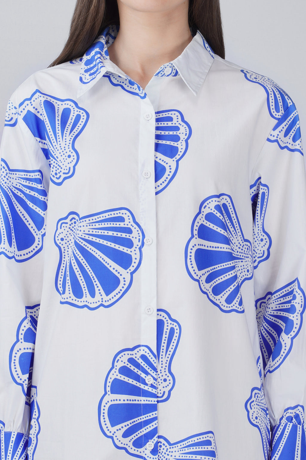 Blue Seashell Shirt Dress