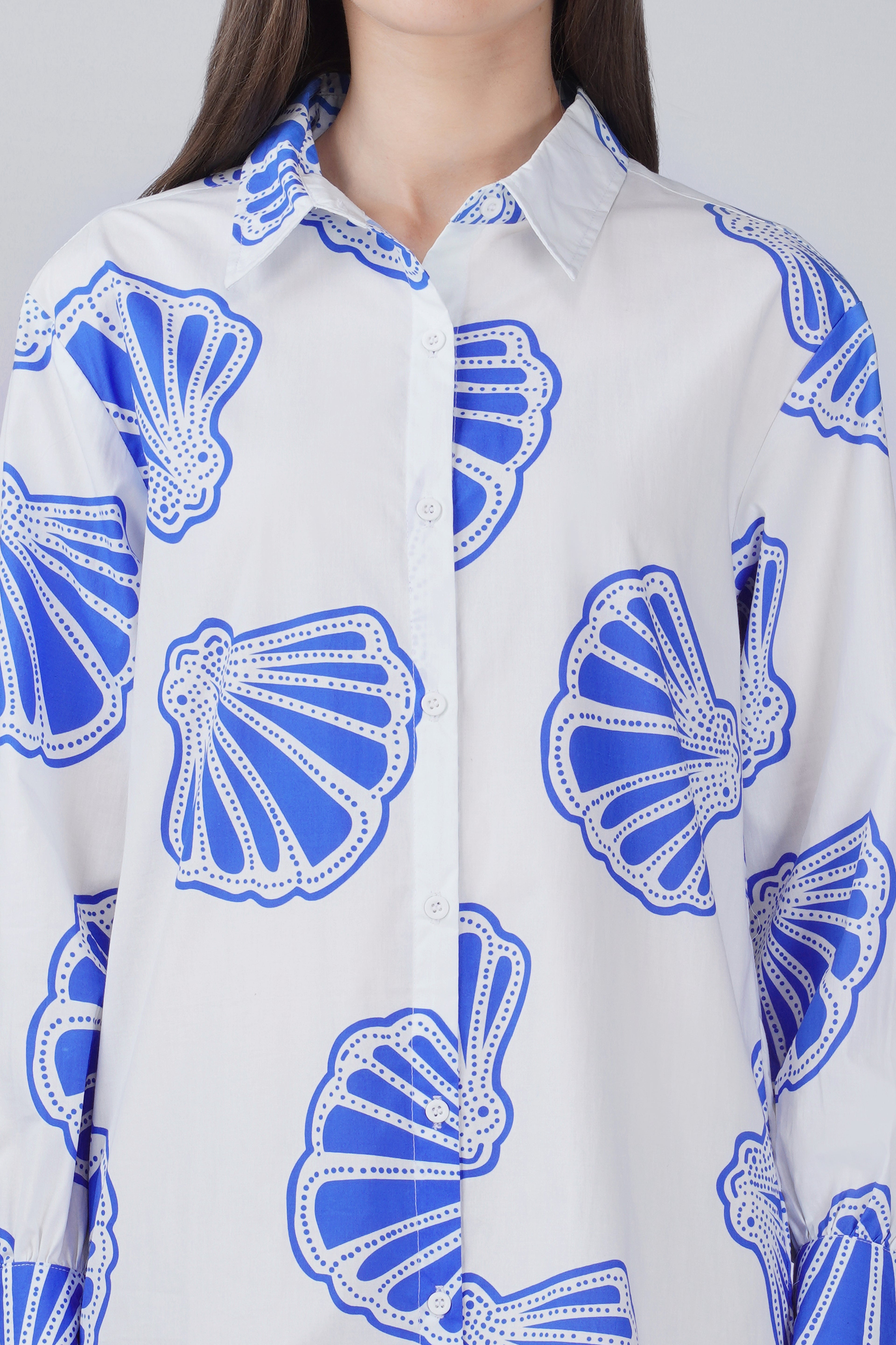 Blue Seashell Shirt Dress