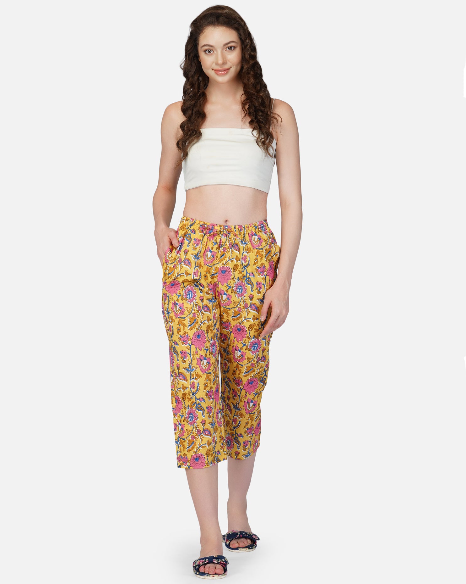 Yellow Block print capris - thebriefsstory